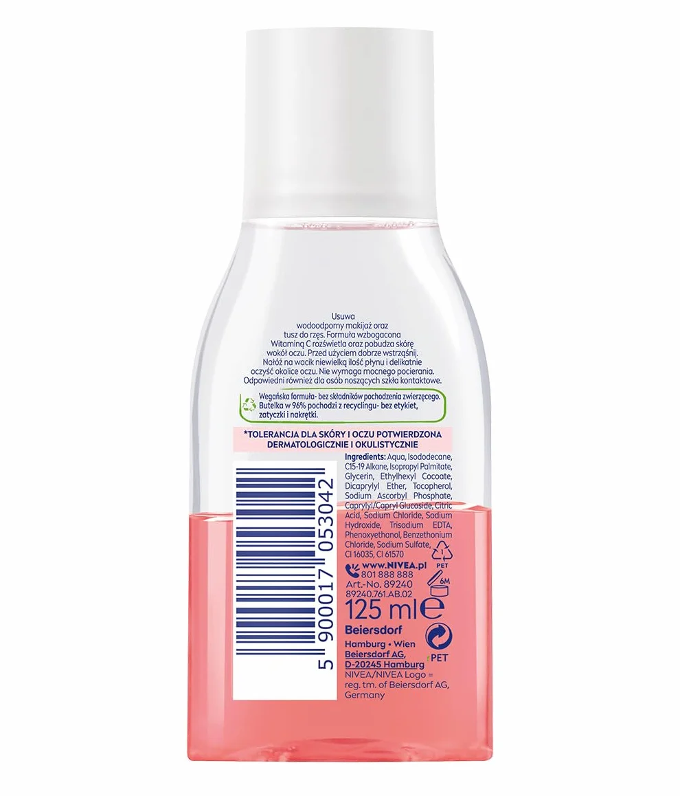 NIVEA Vitamin C Dwufazowy Płyn do Demakijażu Oczu 125 ml