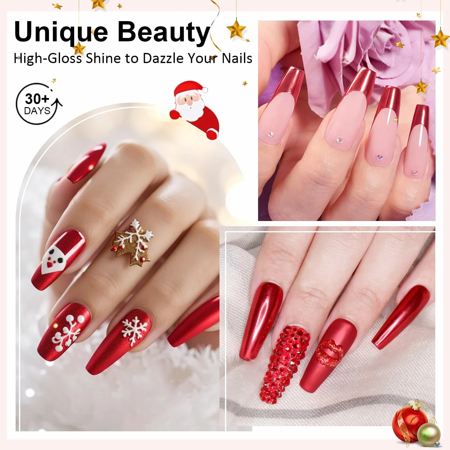 Proszek do paznokci Chrome - efekt lustrzany 2 kolory Chrome proszek do paznokci Czerwony Zielony, proszek do paznokci z metalicznym połyskiem Chrome proszek do paznokci Chrome pigment