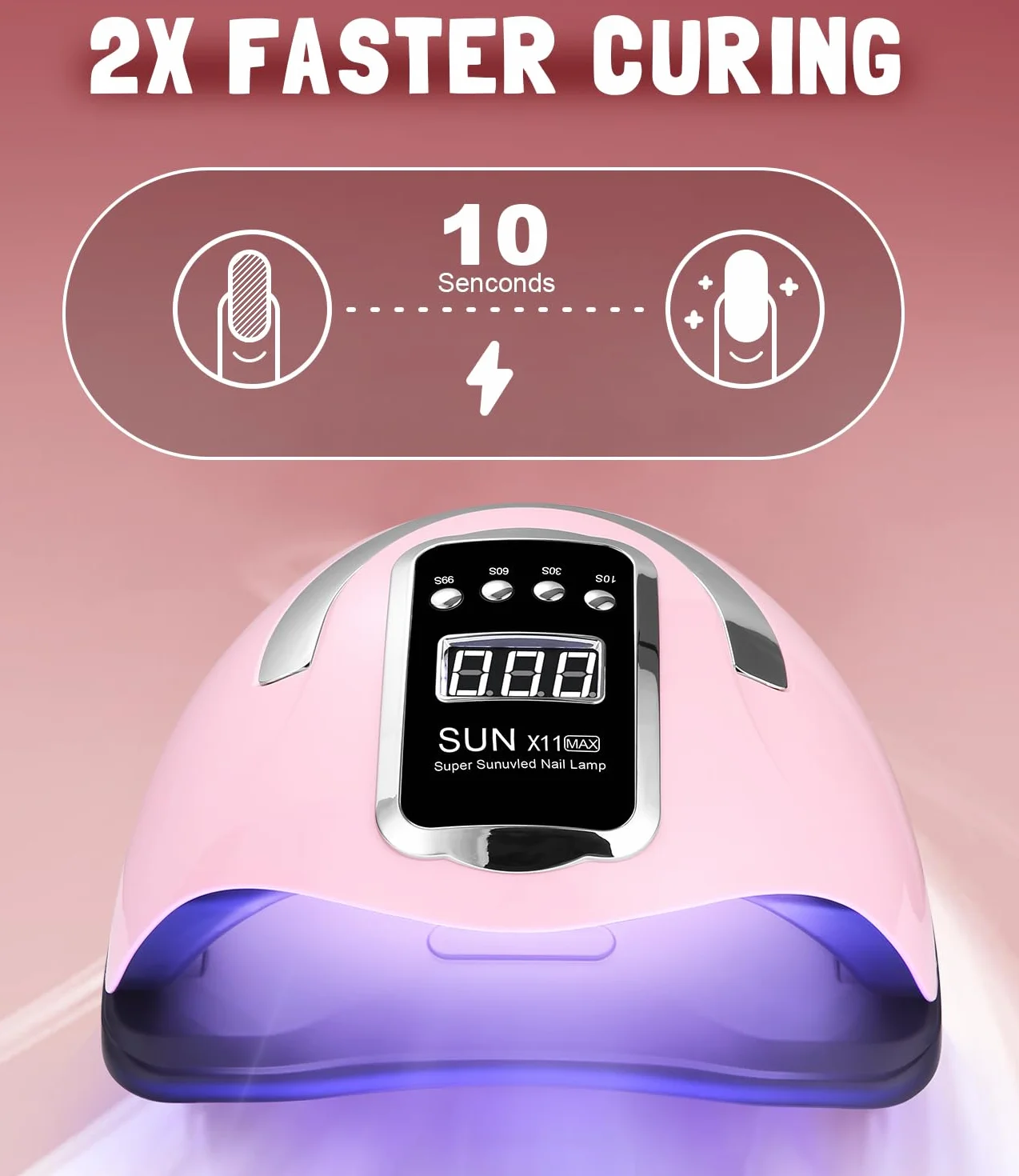 Lampa UV LED do paznokci żelowych 280 W 66 diod LED z 4 timerami i wyświetlaczem LCD