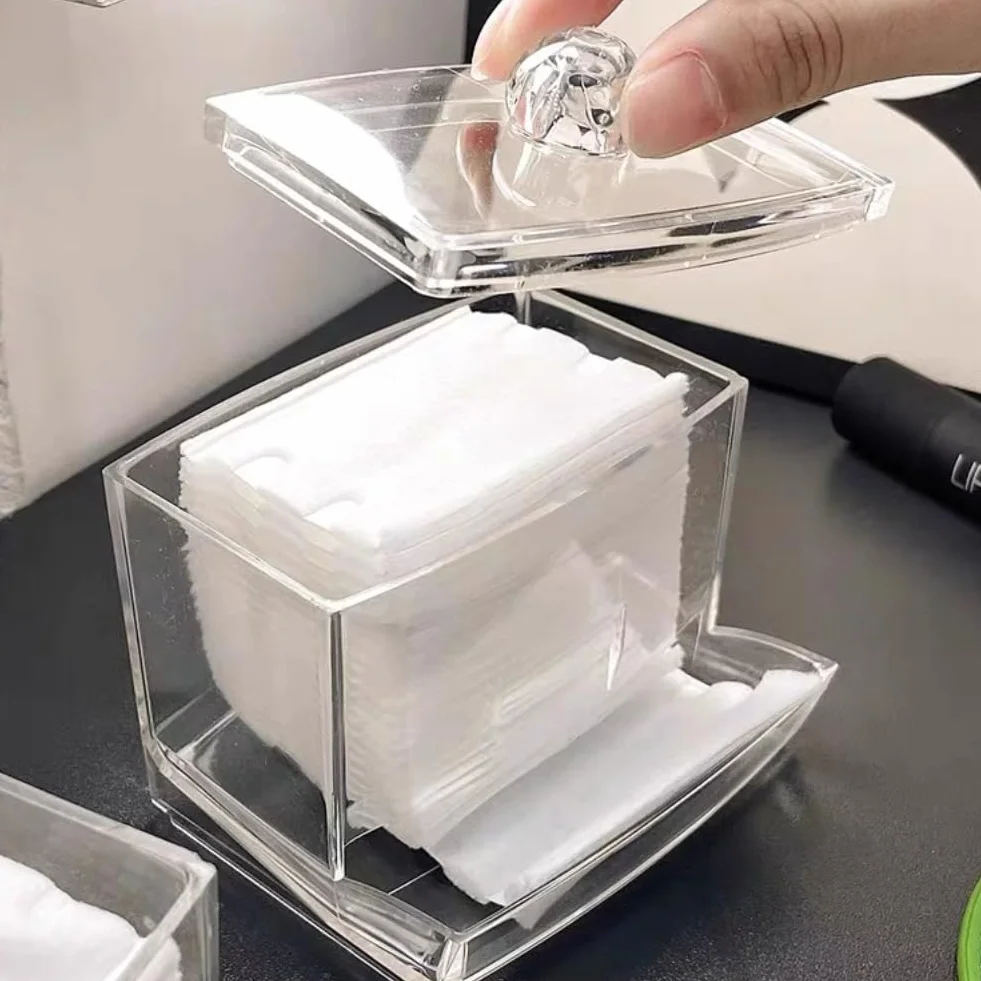 AUNMAS Waciki z końcówką Q-tip Box organizer do przechowywania kosmetyków przezroczysty dozownik plastikowy kanister przezroczysty uchwyt etui do domu