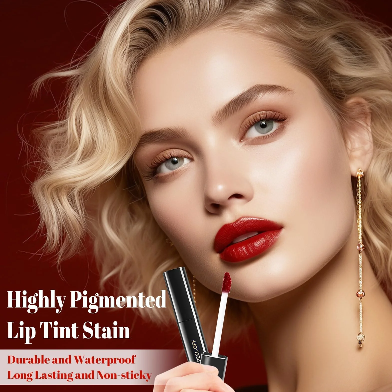 Prreal Peel off Lip Stain and Lip Liner, Tattoo Color Lip Tint, Long Wear, Waterproof Lip Tint Stain with Tweezers, Lip Stain Peel off with Matte Finish Lip Makeup (05 Rose)