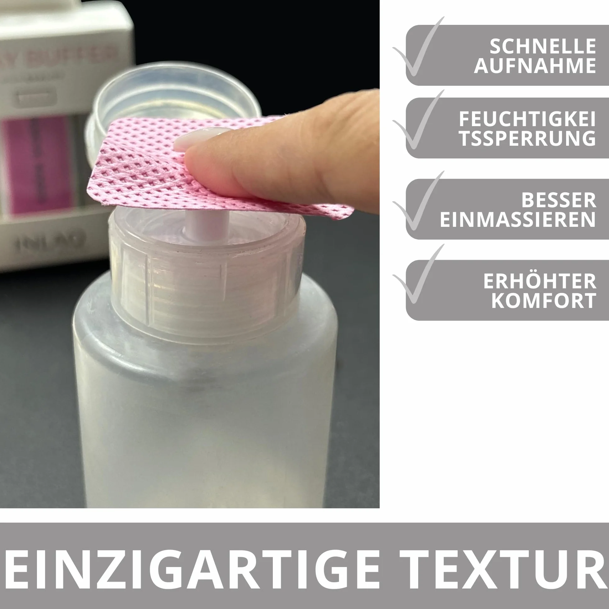 INLAQ® Profesjonalne perforowane waciki bezpyłowe do paznokci - Delikatne czyszczenie i precyzja - Idealne do usuwania lakieru i przygotowywania paznokci - 100% bawełna 5x5 cm, 200 szt.