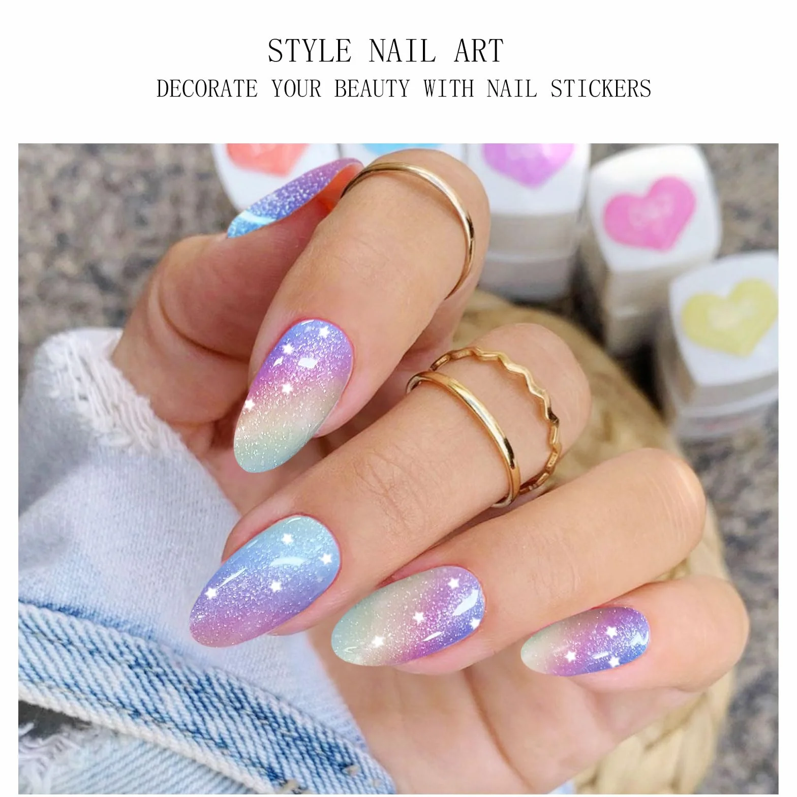 Żelowe naklejki na paznokcie tęczowy brokat półutwardzone paski UV LED nail art zdobienie
