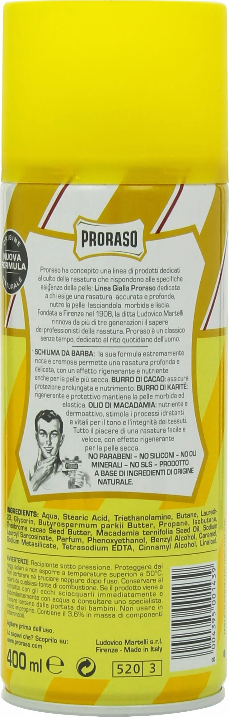 Proraso Yellow pianka do golenia Nutriente E Rigenerante 400 ml