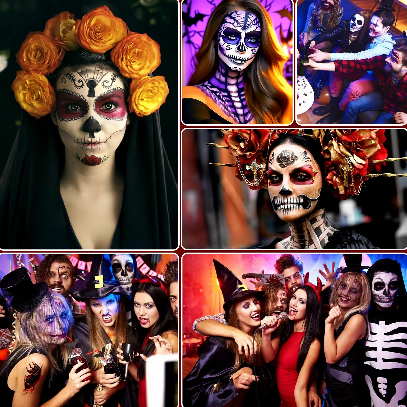 Zestaw do makijażu Halloween 3 sztucznej krwi 30 naklejek tatuaż paleta 8 kolorów