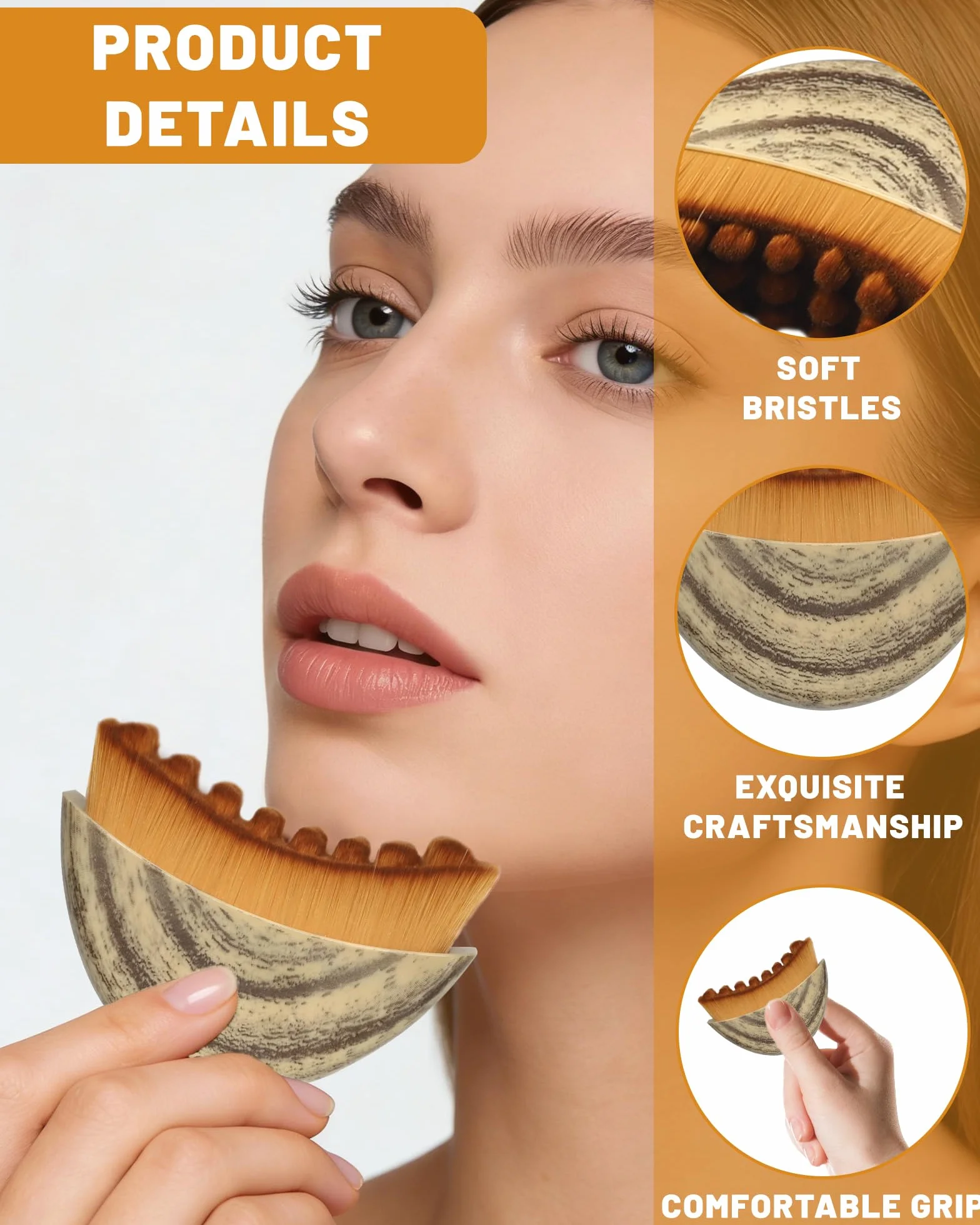 Szczotka do masażu limfatycznego twarzy szczotka do konturu twarzy szczotka na sucho do podbródka i linii żuchwy ergonomiczny design dopasowana do skóry 1 sztuka