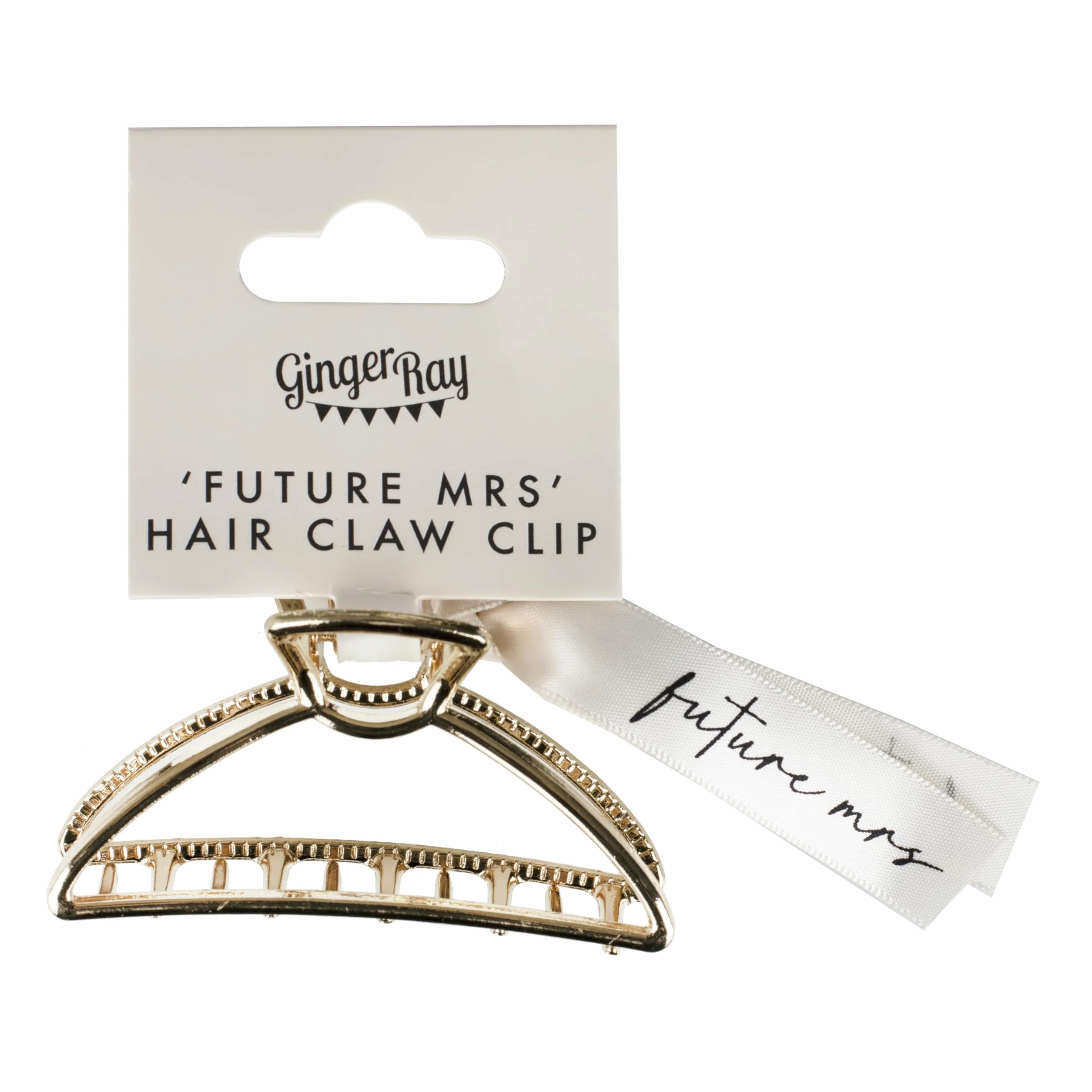 Ginger Ray Złoty klips do włosów ze wstążką 'Future Mrs' akcesorium na wieczór panieński 7 cm