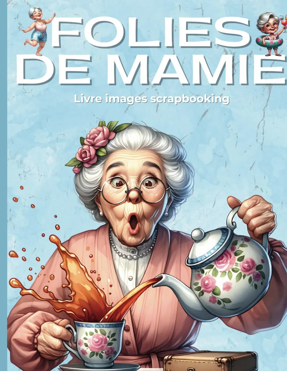 Folies de mamie Livre images scrapbooking: Illustration sur le thème des grand-mères déjantées à découper et coller, junk journaling cutout