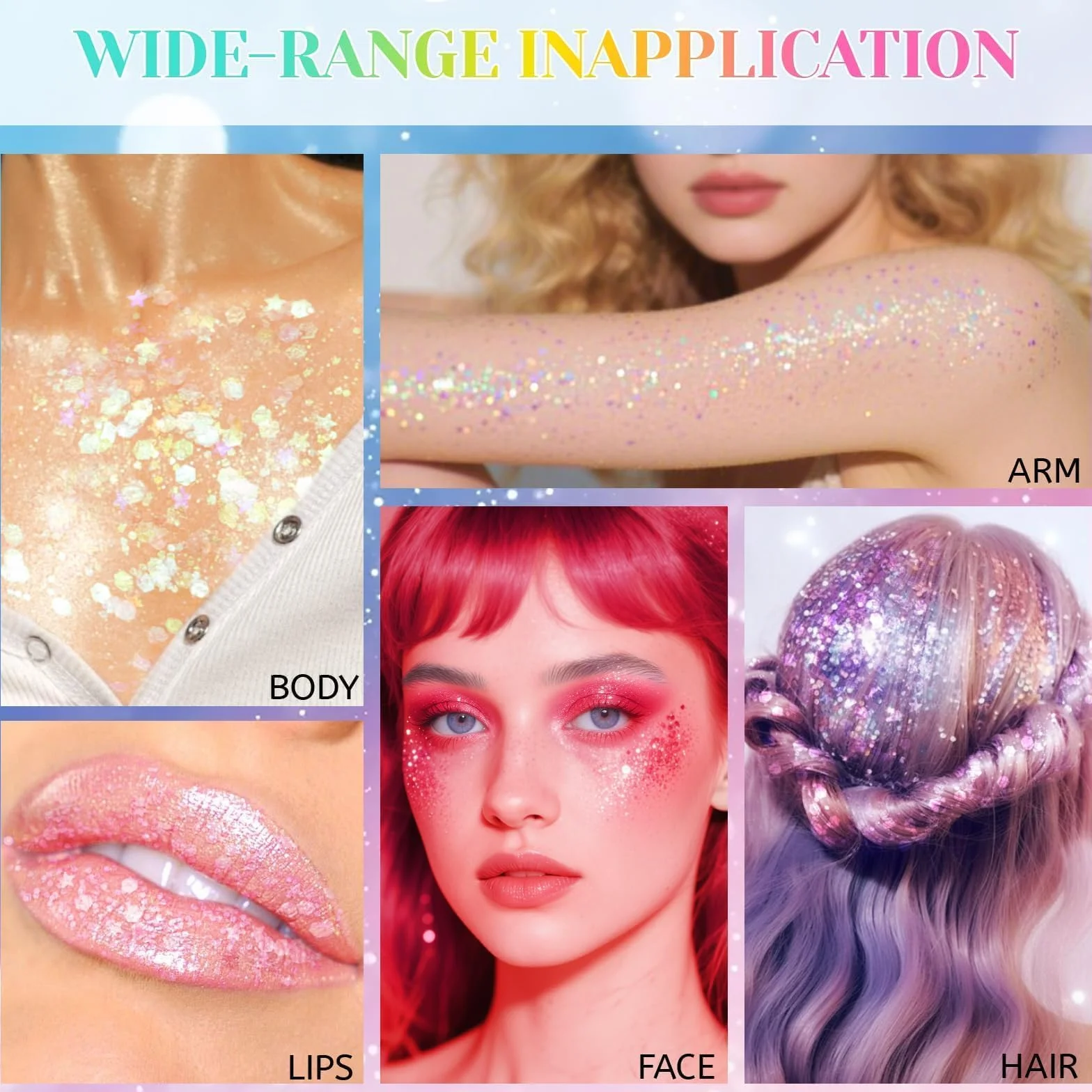 Prreal Body Glitter,Mermaid Sequins Glitter Stick Face Sparkling,Chunky Holographic Hair Glitters,Lips Nails Festival Rave Halloween Makeup, 06 Mermaid
