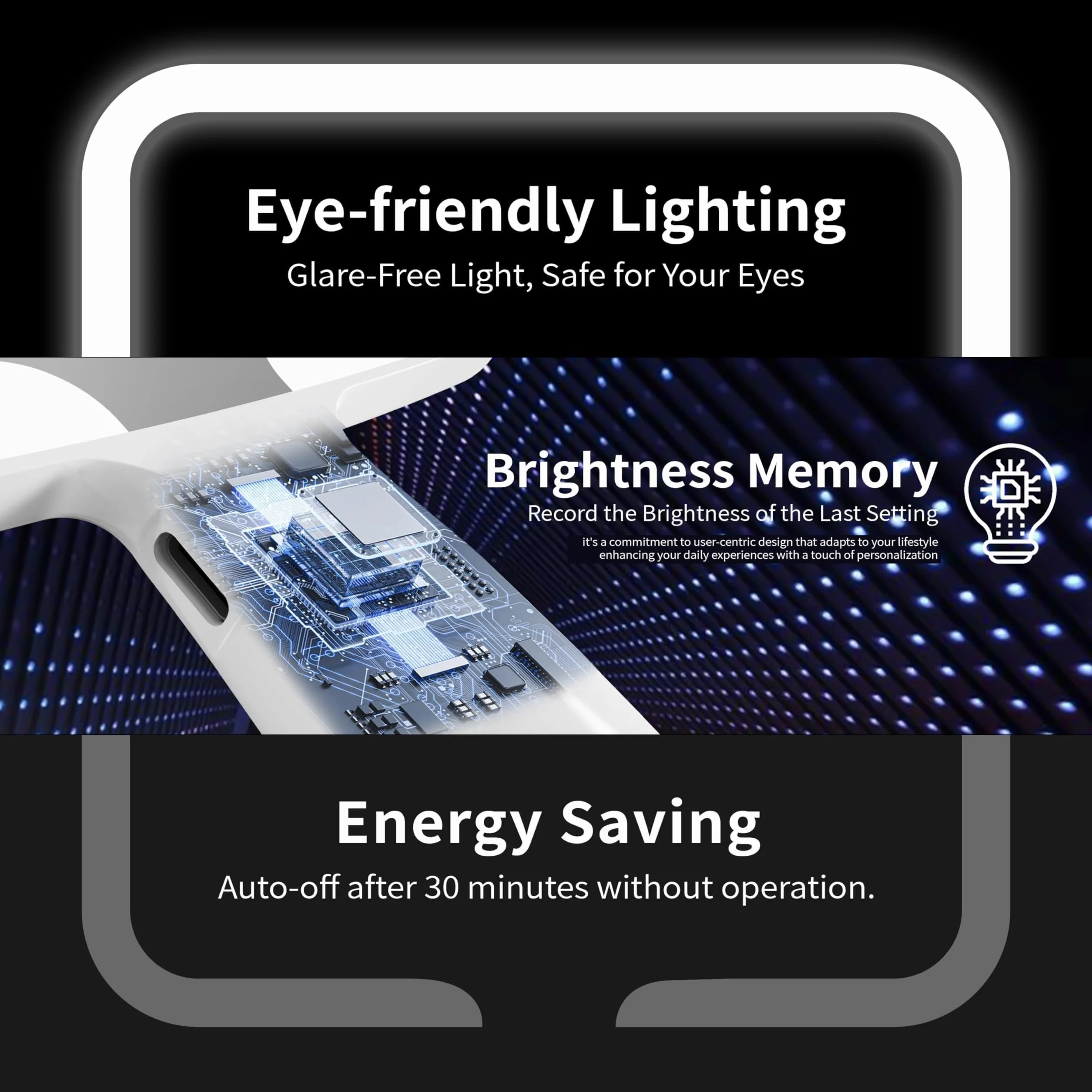Auxmir Lusterko kieszonkowe LED z powiększeniem 1X/10x, ładowane przez USB, dwustronne lusterko ręczne, białe