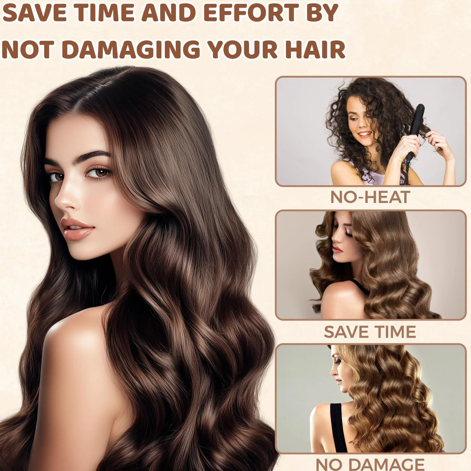 3 sztuki Heatless Curls taśma z czepkiem do spania, Overnight Blowout Rods, beztemperaturowe wałki do włosów na noc, overnight curls, loki, bez wysokiej temperatury, do włosów średnich