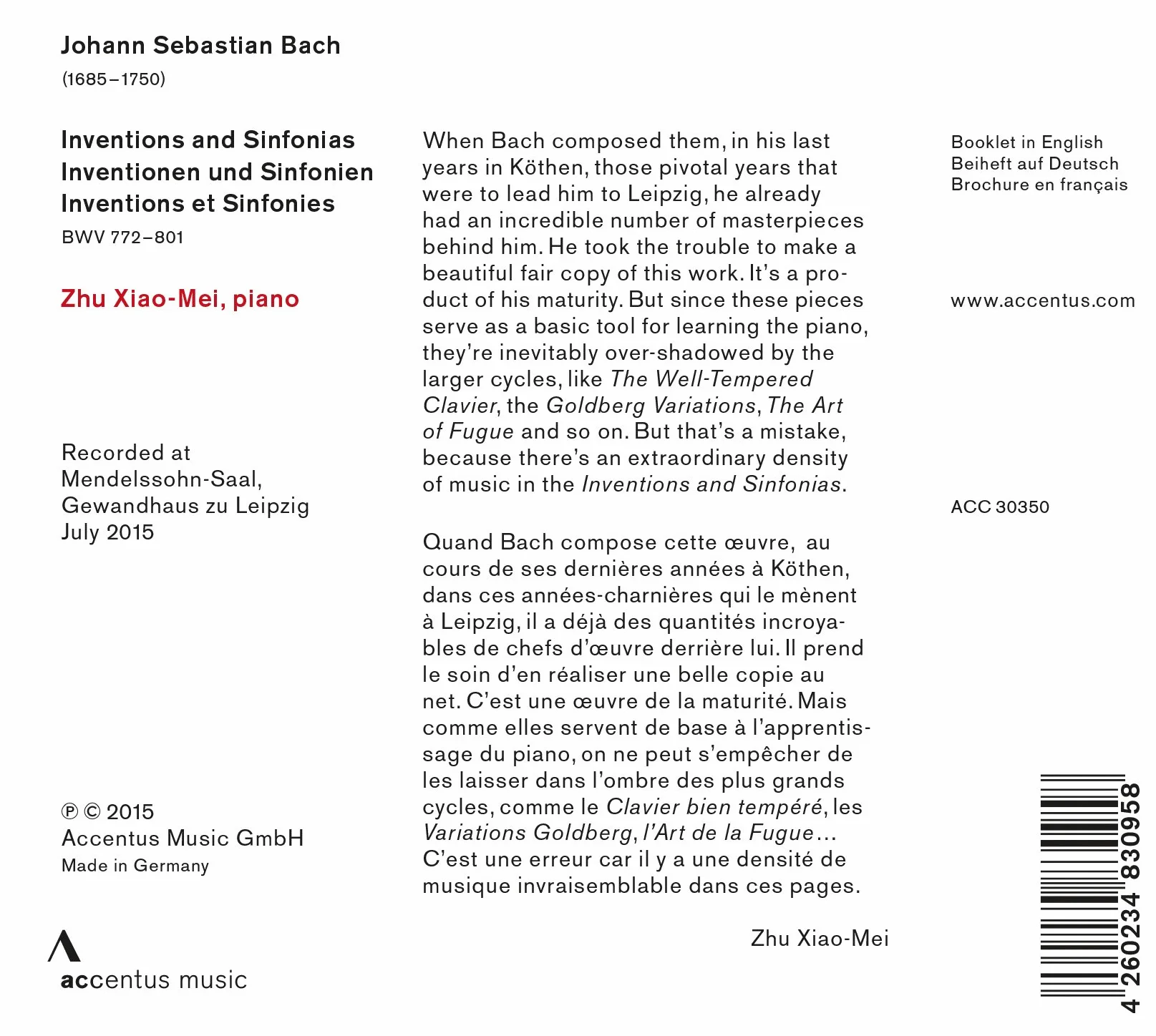 J.S. Bach: Inventions And Sinfonias