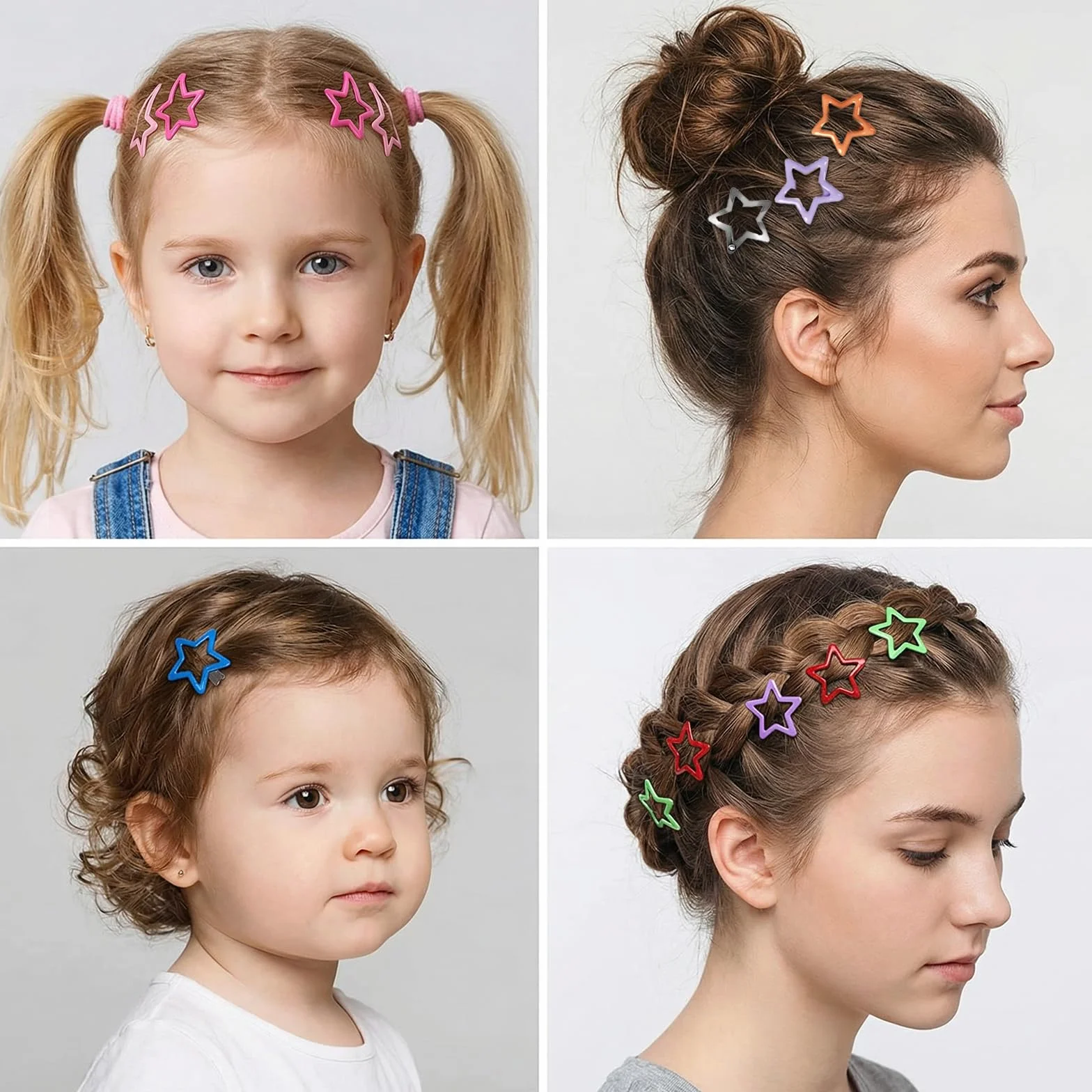 50 sztuk spinek do włosów z gwiazdą Kawaii do włosów Y2K, metalowe gwiazdki, ozdoba do włosów dla kobiet i dziewcząt (wiele kolorów)