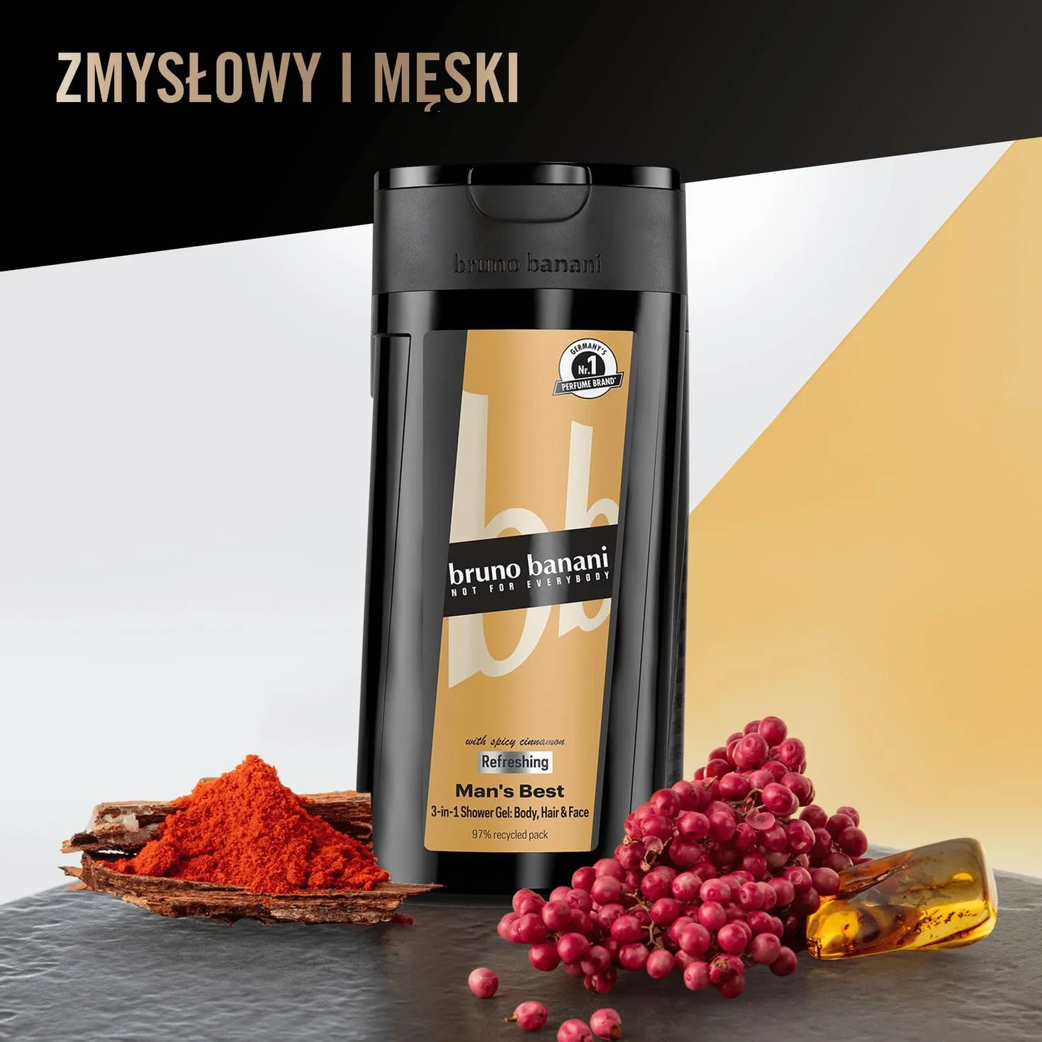 bruno banani Man’s Best – żel pod prysznic do mycia ciała, twarzy i włosów dla mężczyzn, 250 ml