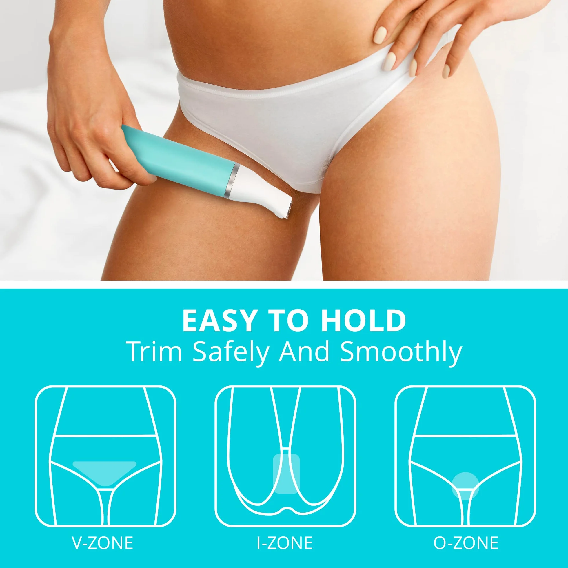 Kaphio Wodoodporny Trymer do Bikini, Maszynka do Strzyżenia Włosów dla Kobiet, 2 w 1, Ładowany, Niebieski Tiffany