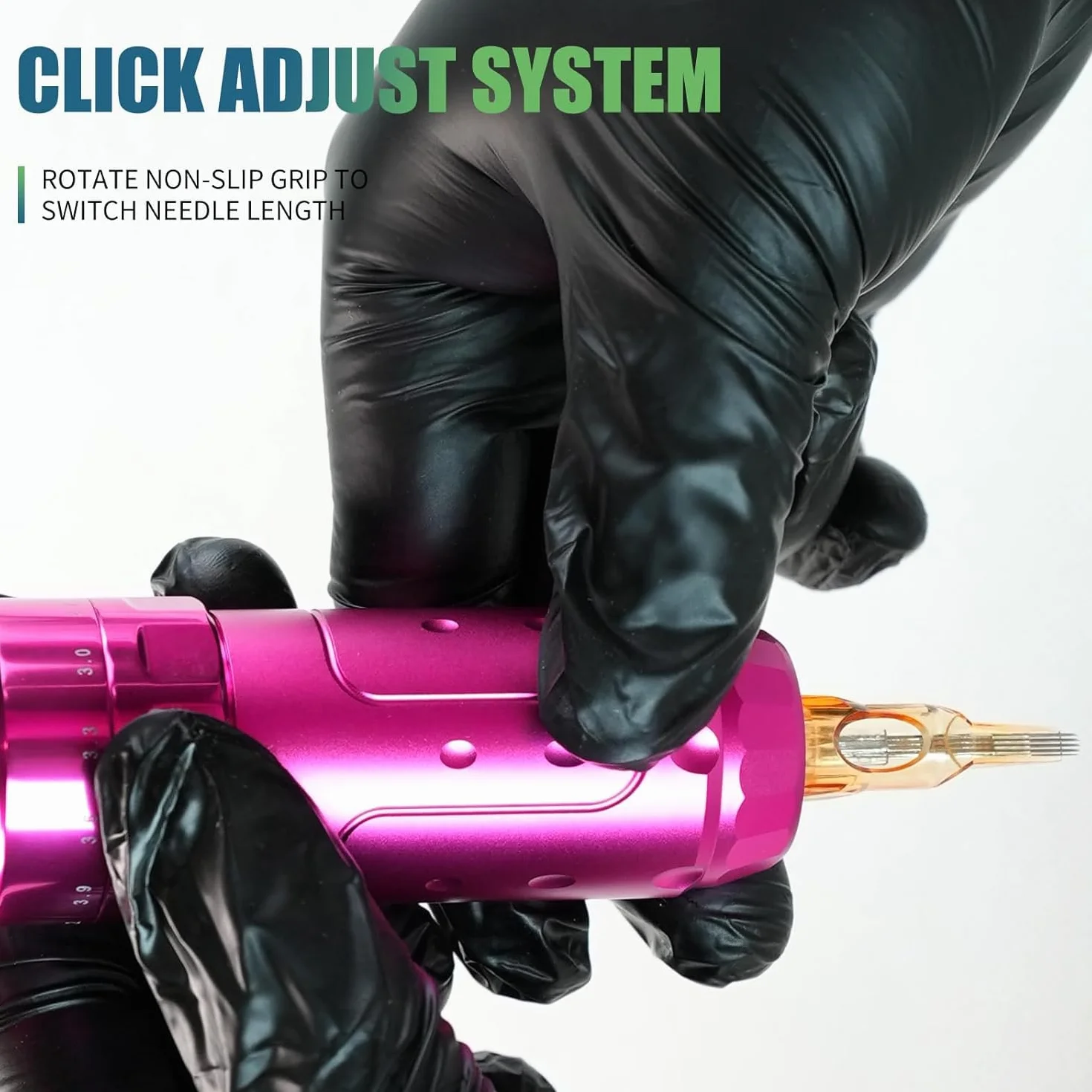 Dragonhawk L3 Tattoo Kit Cordless Cord Complete Tattoo Gun Pen Machine 7 Strokes Length 2 Batteries 2000mAh Power Supply with Rca Jack Pro Tattoo Needles for Beginner Pink