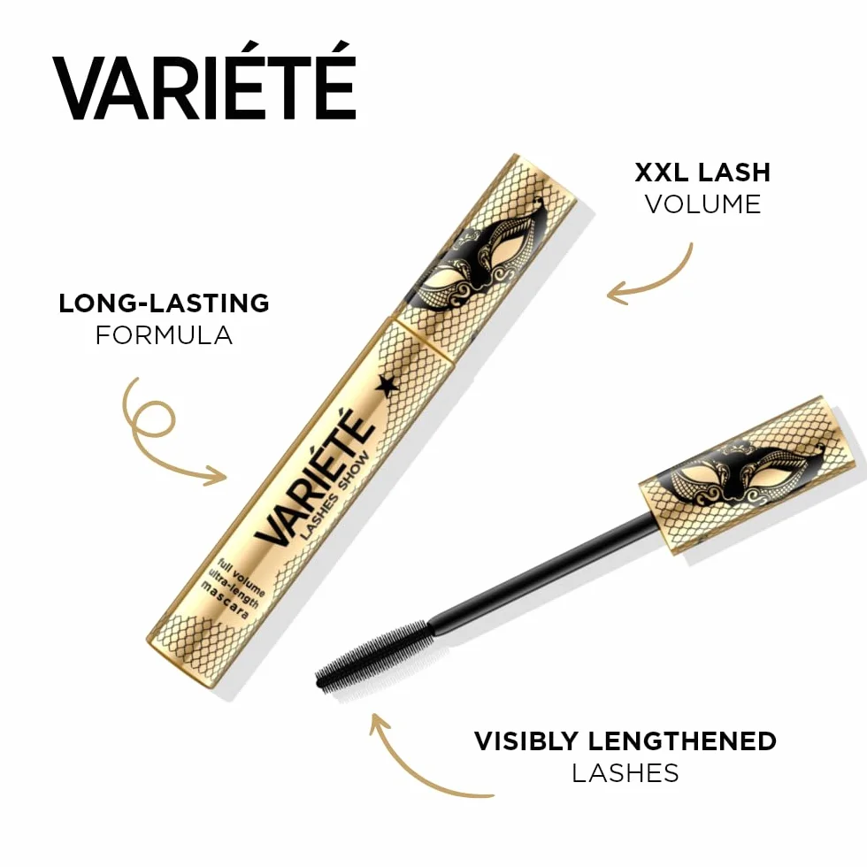 Eveline Cosmetics Variété Lashes Show długotrwały tusz do rzęs zwiększający objętość 10ml Czarny