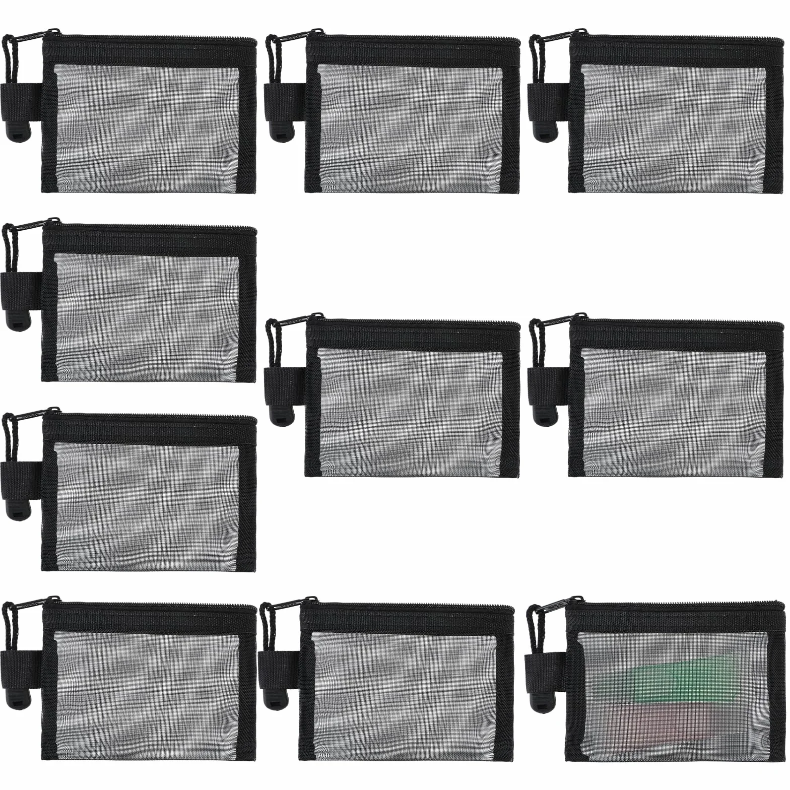 Yuanchu 10 sztuk Mini Mesh saszetka do kosmetyków z zamkiem błyskawicznym, mała kosmetyczka z siateczki nylonowej, mini torebka na makijaż, siateczkowa torebka czarna, przenośna torba na podróże, do