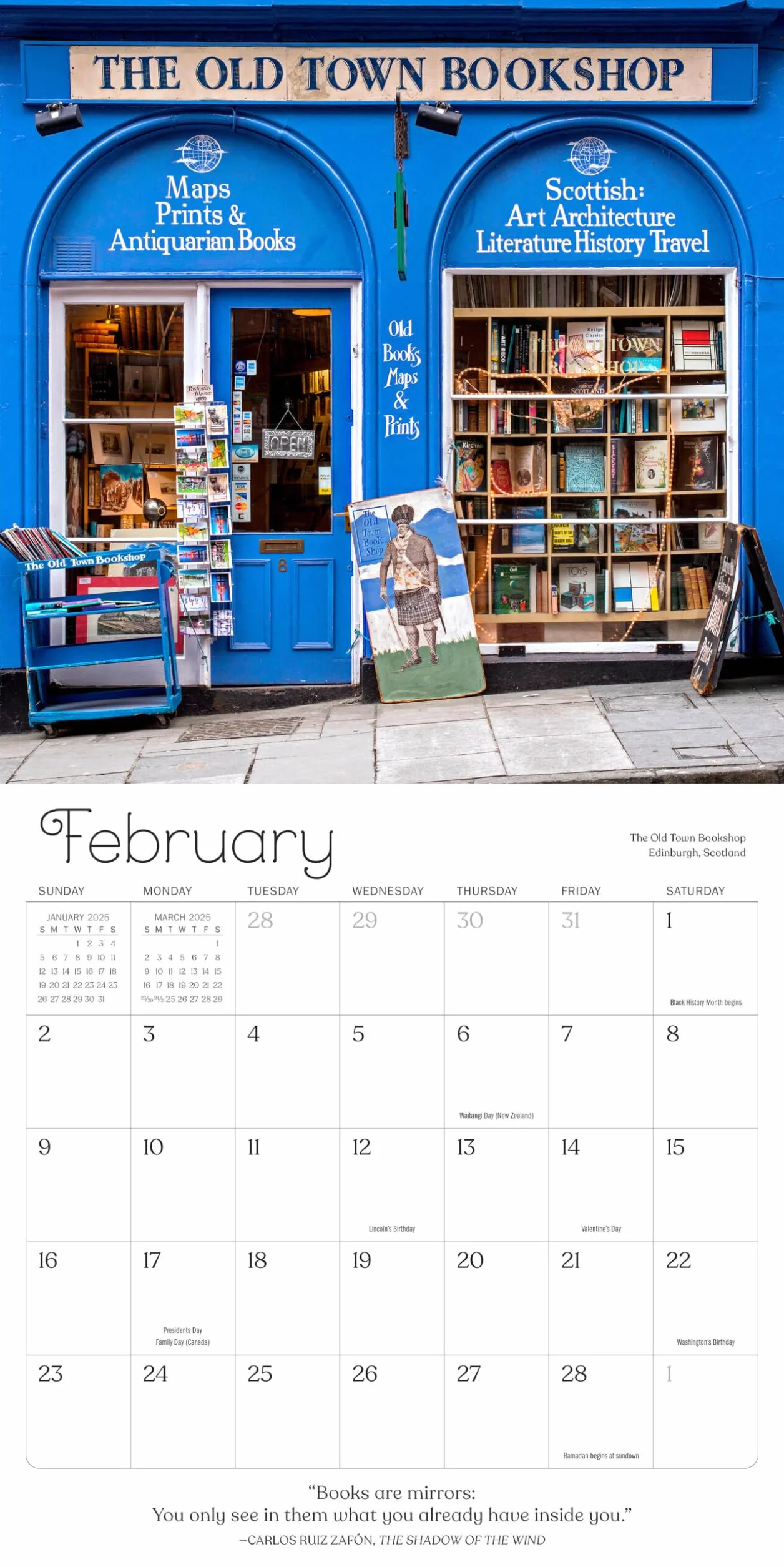 A Calendar for Book Lovers Wall Calendar 2025