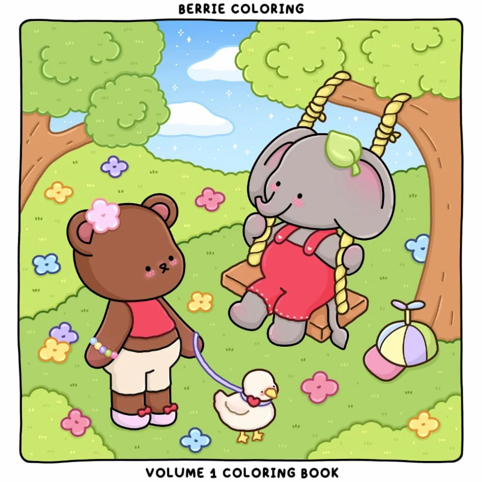 Berrie Coloring Volume 1: Cute and Cozy Coloring Book for Kids & Adults Featuring Easy to Color Animal Illustrations and Adorable Scenes