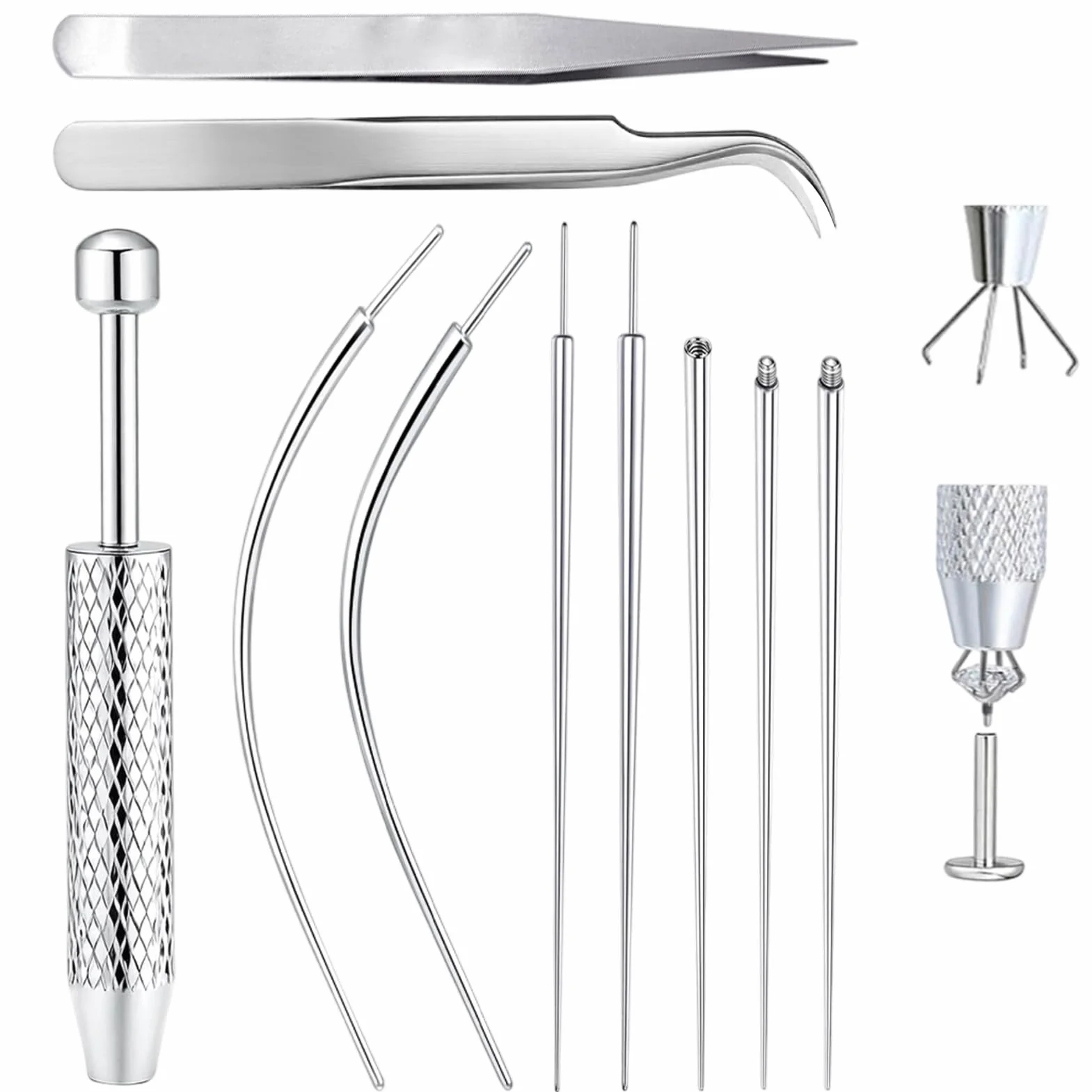 Zestaw chwytaków do piercingu, 16 g, 18 g, zestaw do piercingu, do nosa, ucha, brzucha, warg,