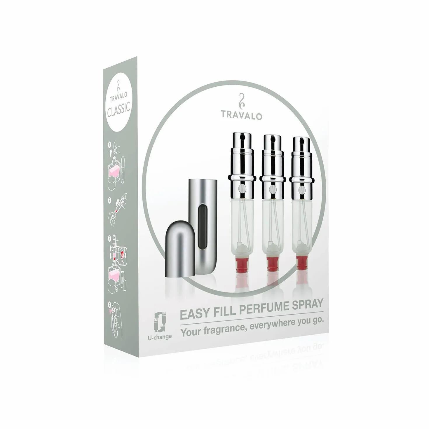 Travalo Classic Set Silver Atomizer z 3 wkładami