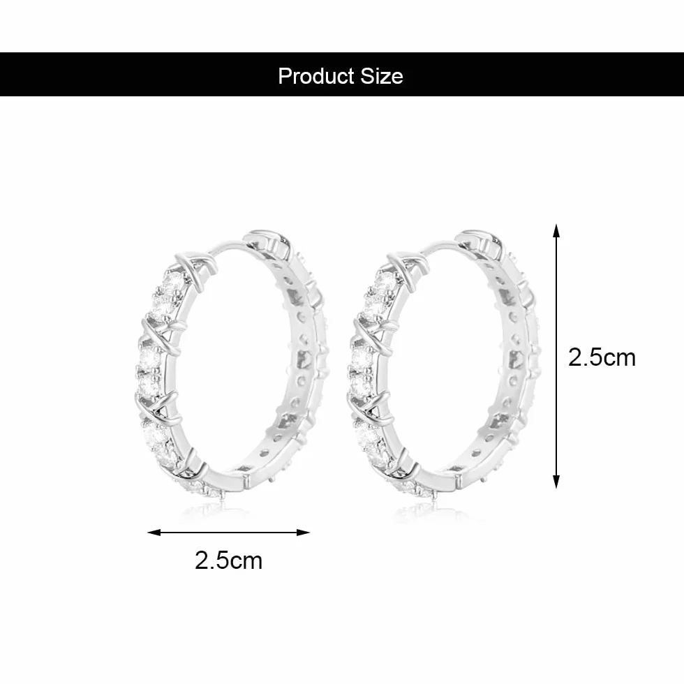 Kolczyki Hoop 925 Sterling Silver Creole Małe Hipoalergeniczne Cyrkonia Błyszczące Diament Prezenty dla kobiet Mężczyźni