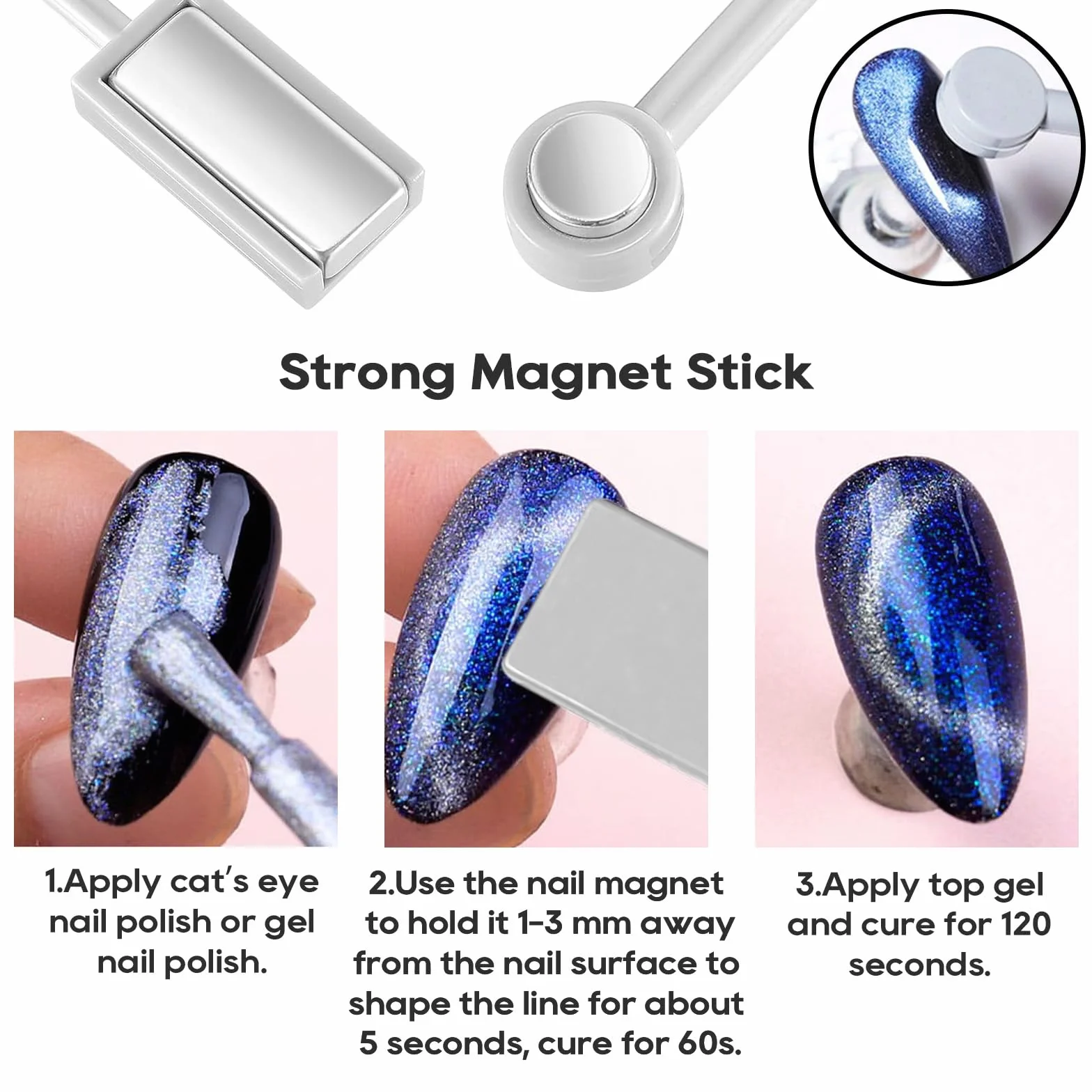 16 Sztuk Narzędzi do Zdobienia Paznokci w Sztyfcie Magnetycznym DIY Magic 3D Cat Eye, do Stosowania z Żelem UV Lub Lakierem do Paznokci, Magnetyczny Pisak dla Kota do Stylizacji Paznokci