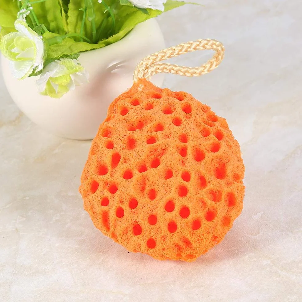 Asixx gąbka pod prysznic, 3 kolory gąbki do kąpieli Beauty Soft z hydrofilowego poliuretanu, łatwa do mycia i suszenia. Dzięki odporności na wysoką temperaturę (pomarańczowa)