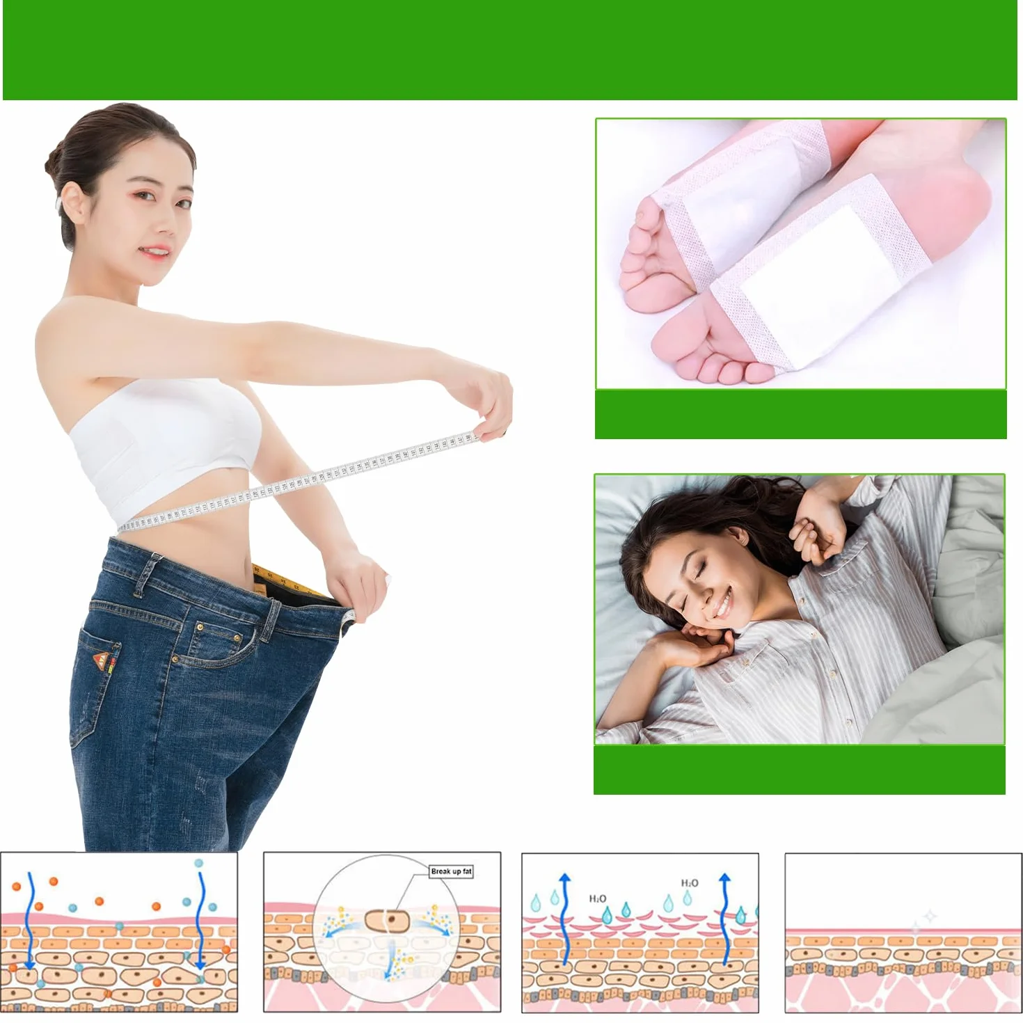 Zestaw 60 sztuk detoksykacyjnych plastrów do stóp, Detox Strong Pure Natural, detoksykacyjne plastry na stopy do ogrzewania całego ciała, łagodzi stres, poprawia sen