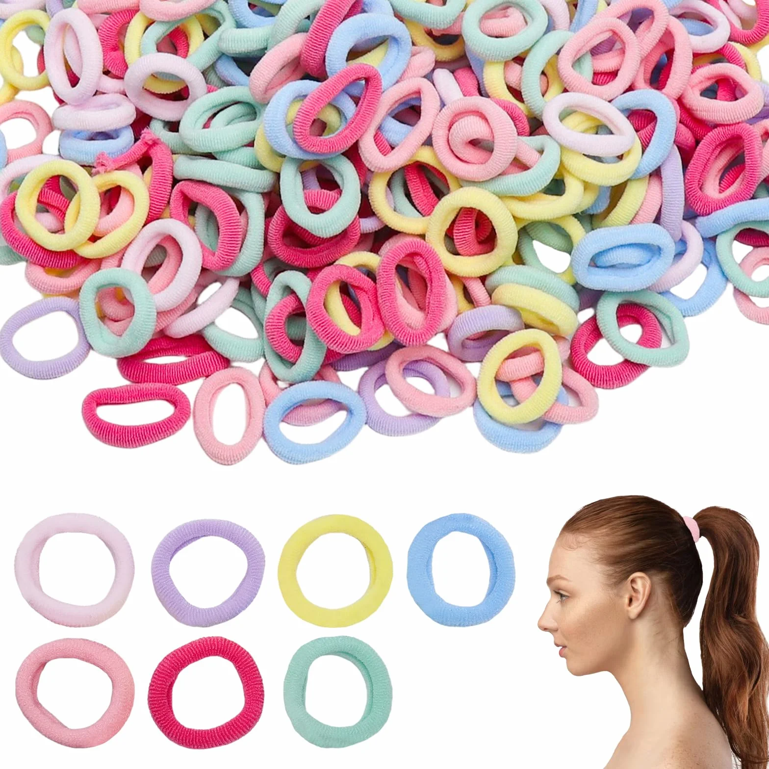 500 sztuk gumek do włosów dla dziewczynek, kolorowe gumki do włosów małe i gumki do włosów dla niemowląt, elastyczne warkocze dla dziewczynek Soft Loom Bands Mini gumki do włosów dla dzieci o