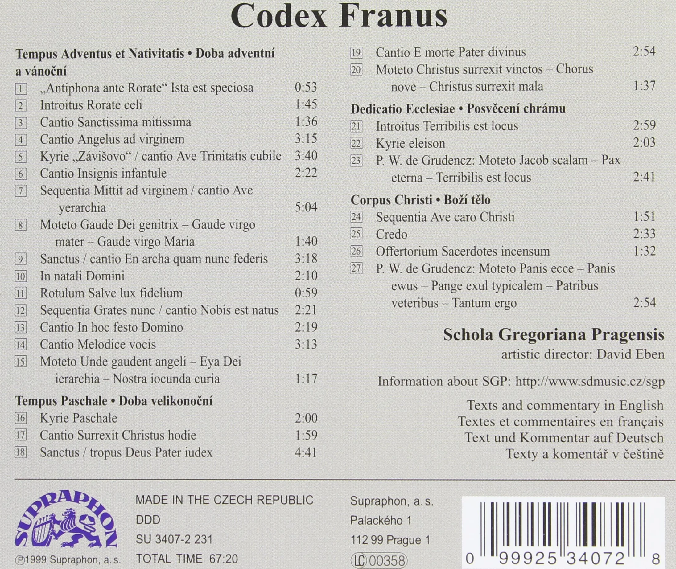 Eben/Schola Gregor.Pragensis - Codex Franus