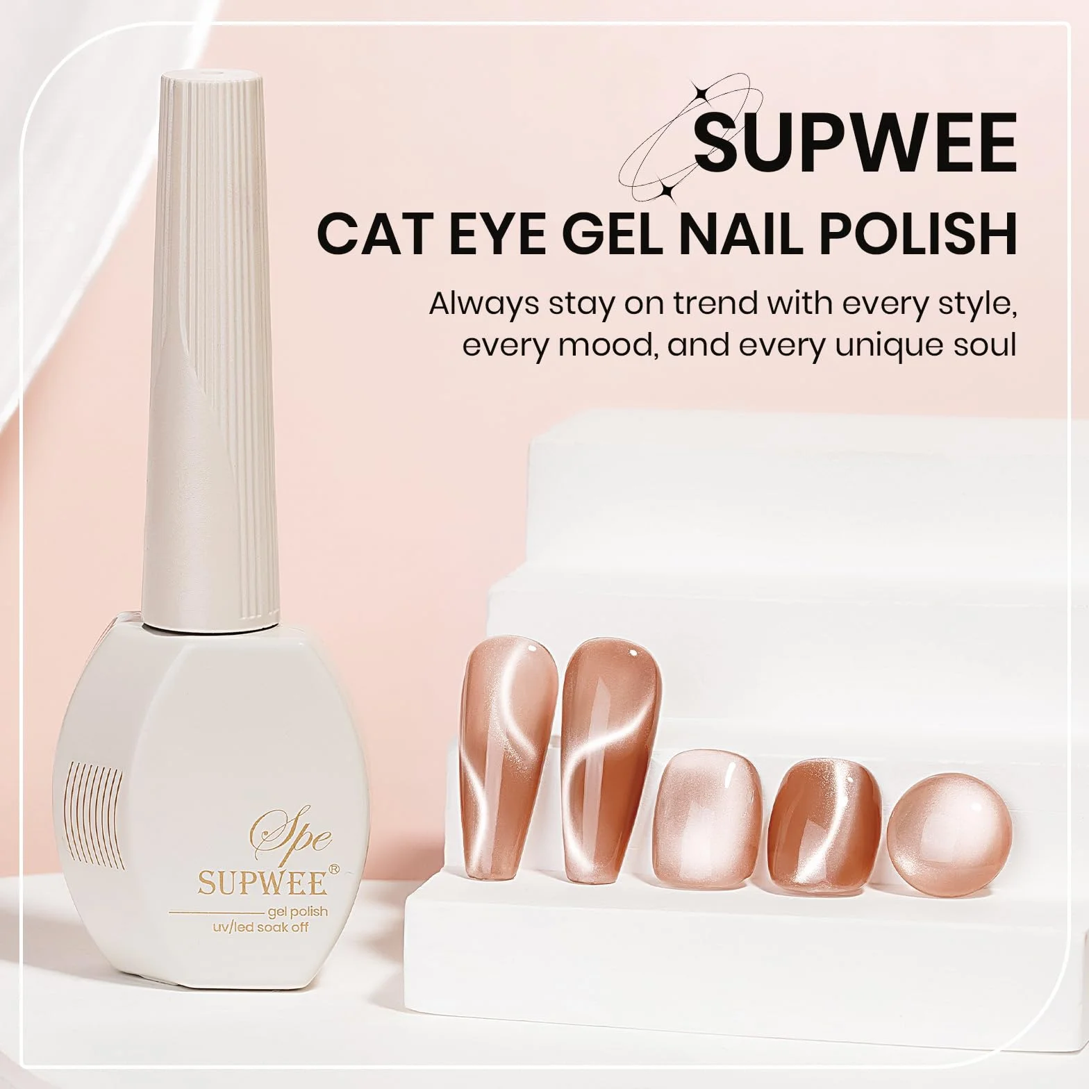 SUPWEE Cat Eye zestaw żelowych UV – światło księżyca Cat Eye Gel lakier do paznokci z magnesem, holograficzny żel do oczu kota do paznokci, brokat, magnetyczny manicure, sztuka paznokci DIY w domu