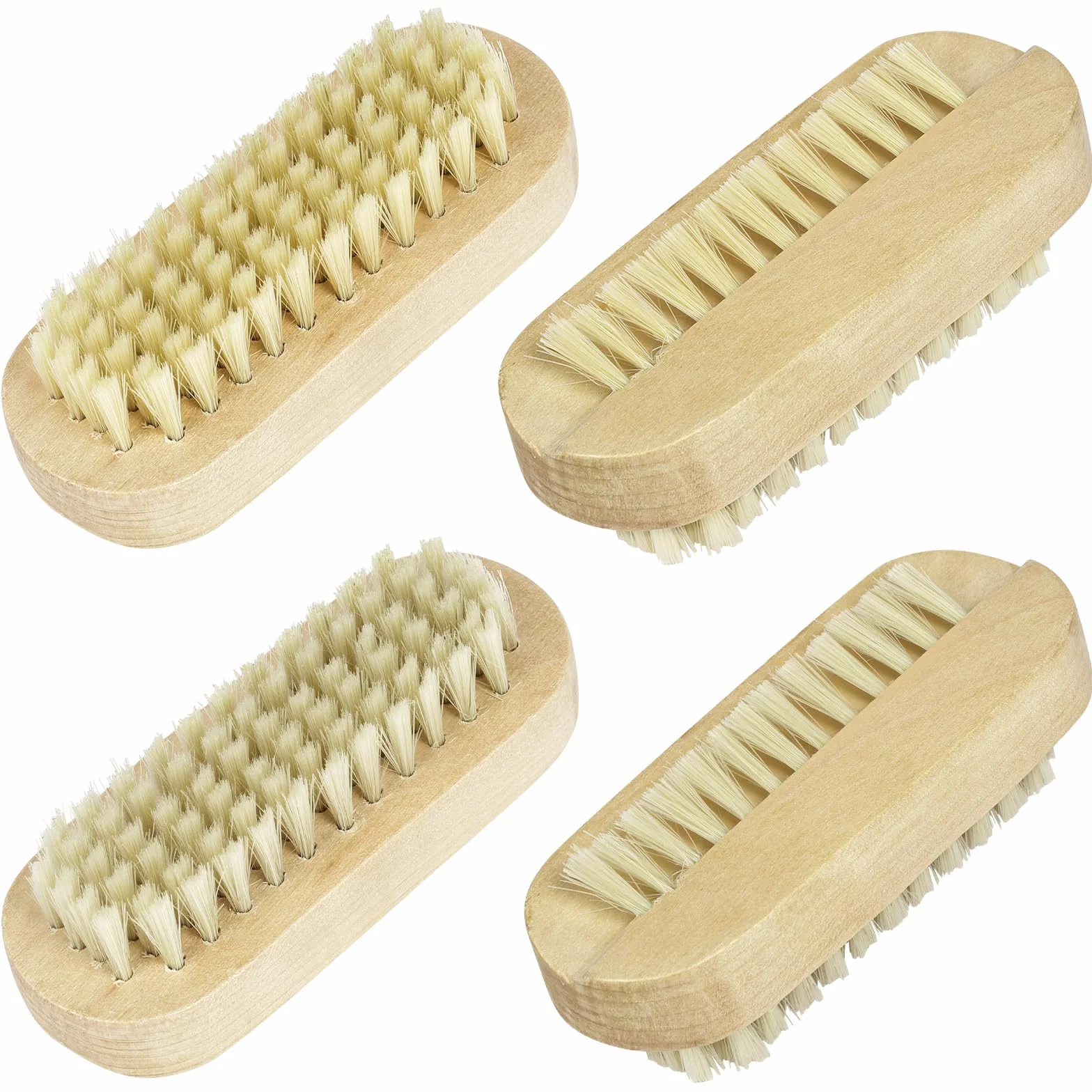 Szczotka do rąk zestaw 4 drewnianych szczotek do mycia rąk z włosiem wieprzowym dwustronna do manicure pedicure