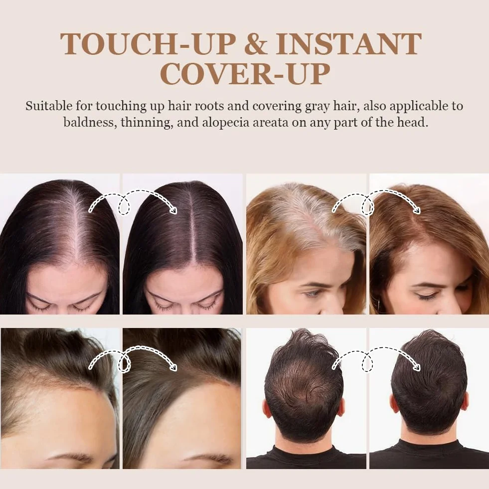 Root Touch Up Powder 4 g, korektor linii włosów, do szarych korzeni i przerzedzających się włosów, odporny na pot i wodę, z lustrem i pudrem, ciemnobrązowy