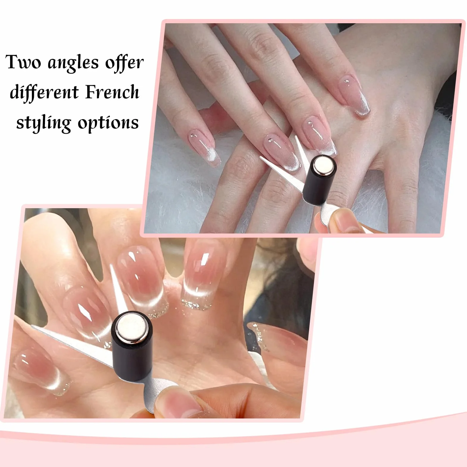 Zestaw Magnesów Kocie Oko, 2-w-1 Nożycowe Blaszki i Cylindryczne Magnesy Paznokci do French Tip Żelu Kocie Oko Przybory Zdobienia Paznokci do Domu Studia Salonu Manicure DIY