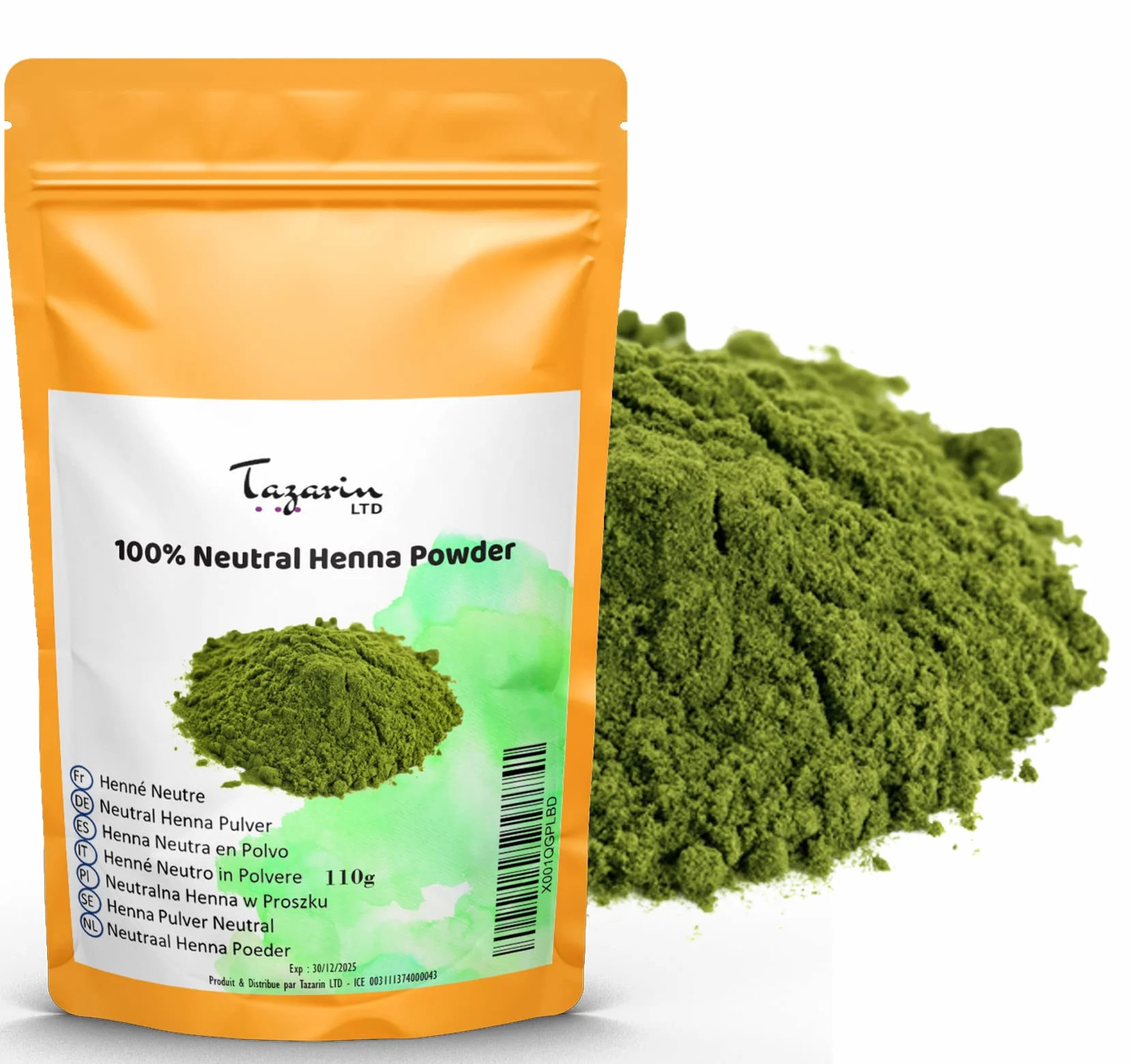 Neutralny proszek henny 110 g – neutralny henna do oczyszczania włosów, reguluje objętość – Cassia Obovata – drobny proszek, 100% naturalny, czysty i bez dodatków | Tazarin Ltd