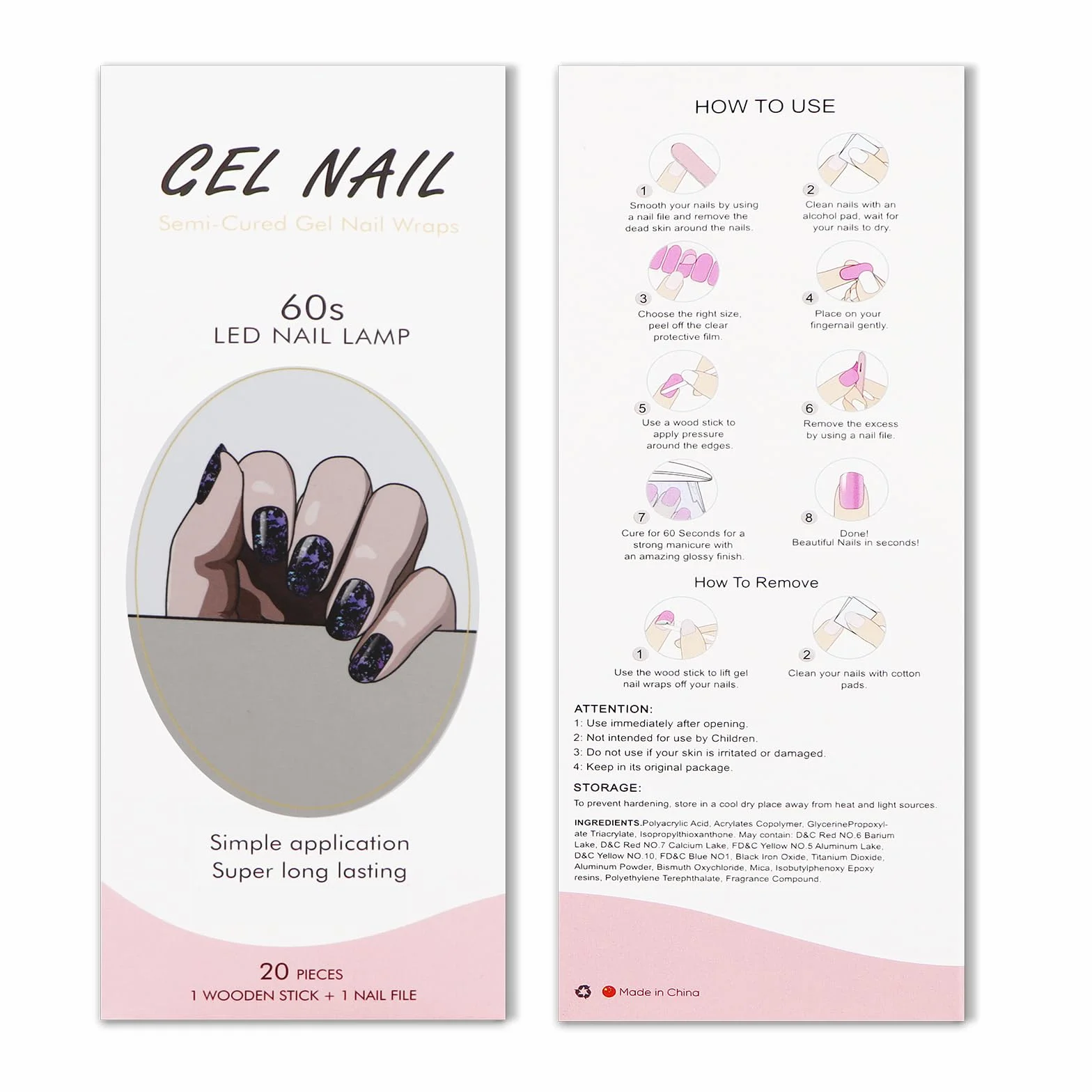 JMEOWIO Naklejki do paznokci Żel Ciemny fioletowy Naklejki do paznokci Żel Nail Art Stickers Decor