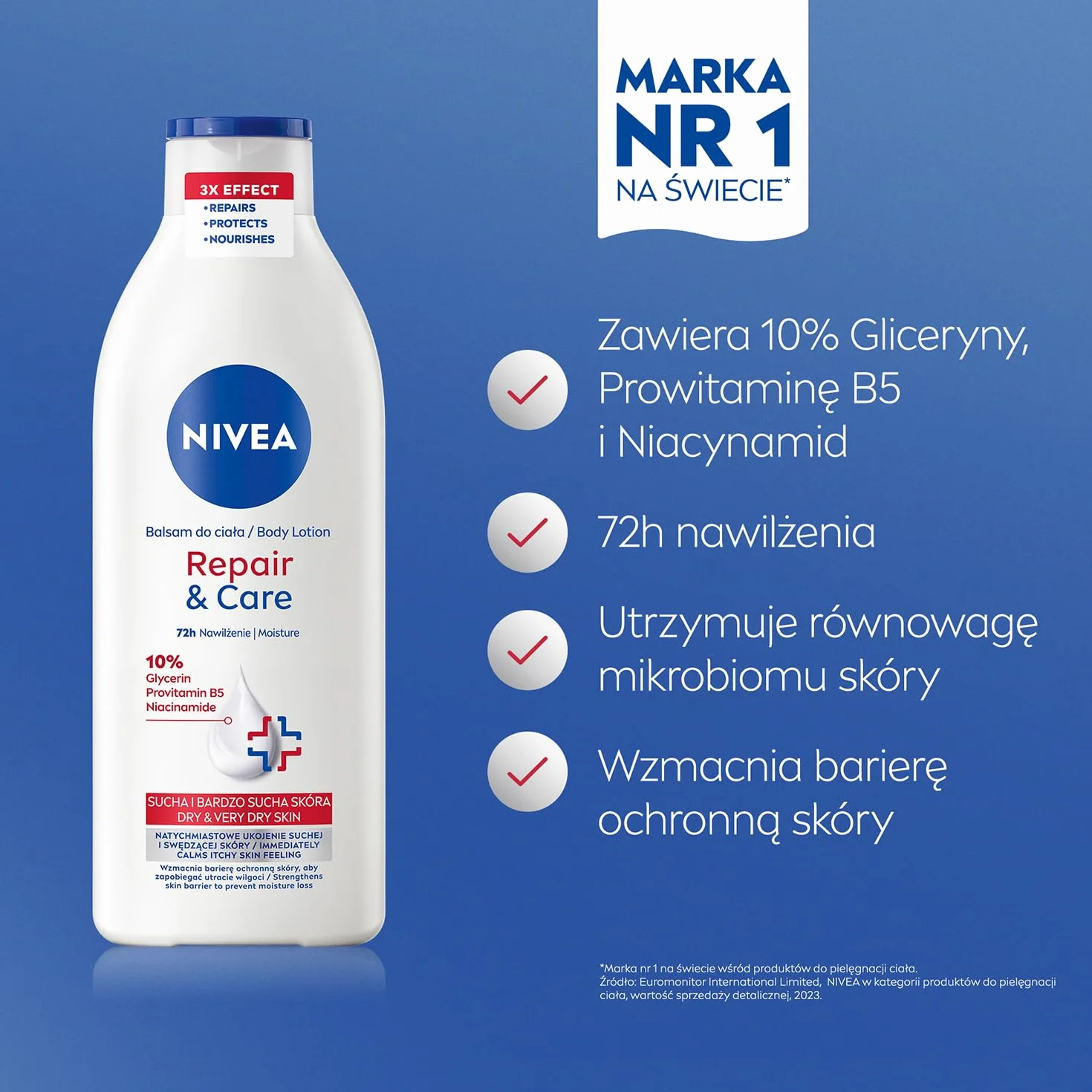 NIVEA Regenerujący balsam do ciała z dekspantenolem 400 ml do skóry bardzo suchej 72h