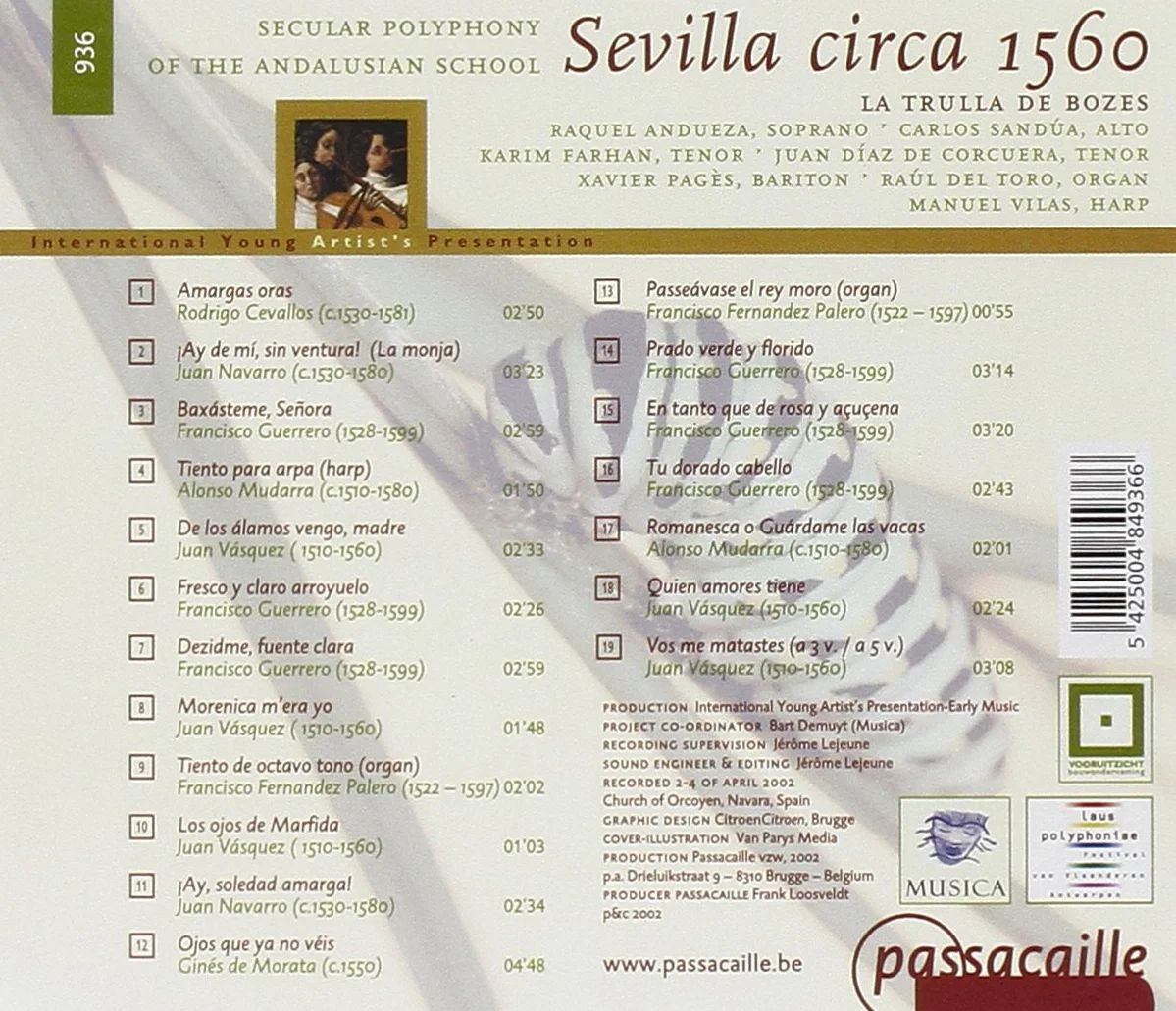 Sevilla Circa 1560: Secular Polyphony Of The Andalusian School