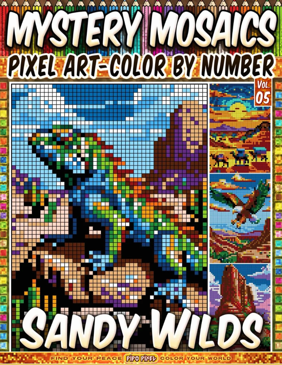 Sandy Wilds – Mystery Mosaic Color by Number – Vol. 05: 100 Designs in Pixel Art - Desert Animals and Scenic Dunes
