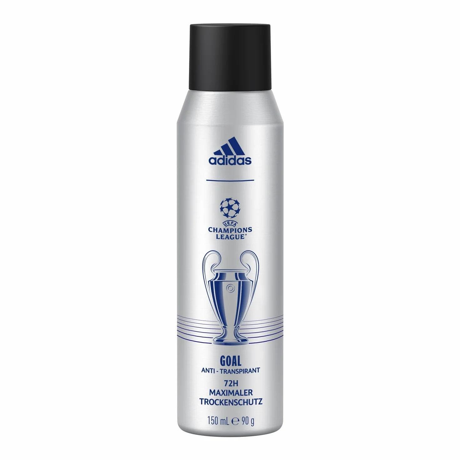 adidas UEFA Champions League Goal Edition antyperspirant dezodorant w sprayu, ochrona 72H, zielony zapach fougère z naturalnymi olejkami eterycznymi dla mężczyzn, 150 ml