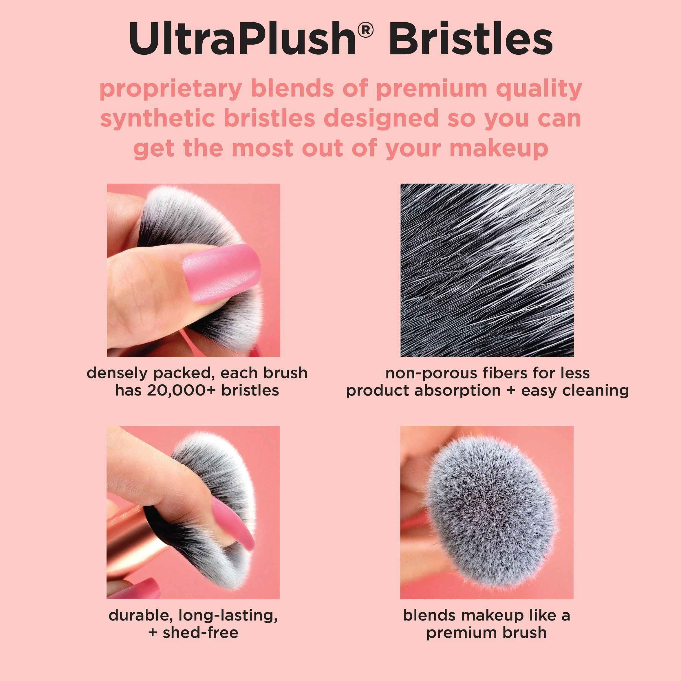 Real Techniques Everyday Eye Essentials Zestaw Pędzli do Makijażu, Fioletowy/Czarny, 8 Elementów
