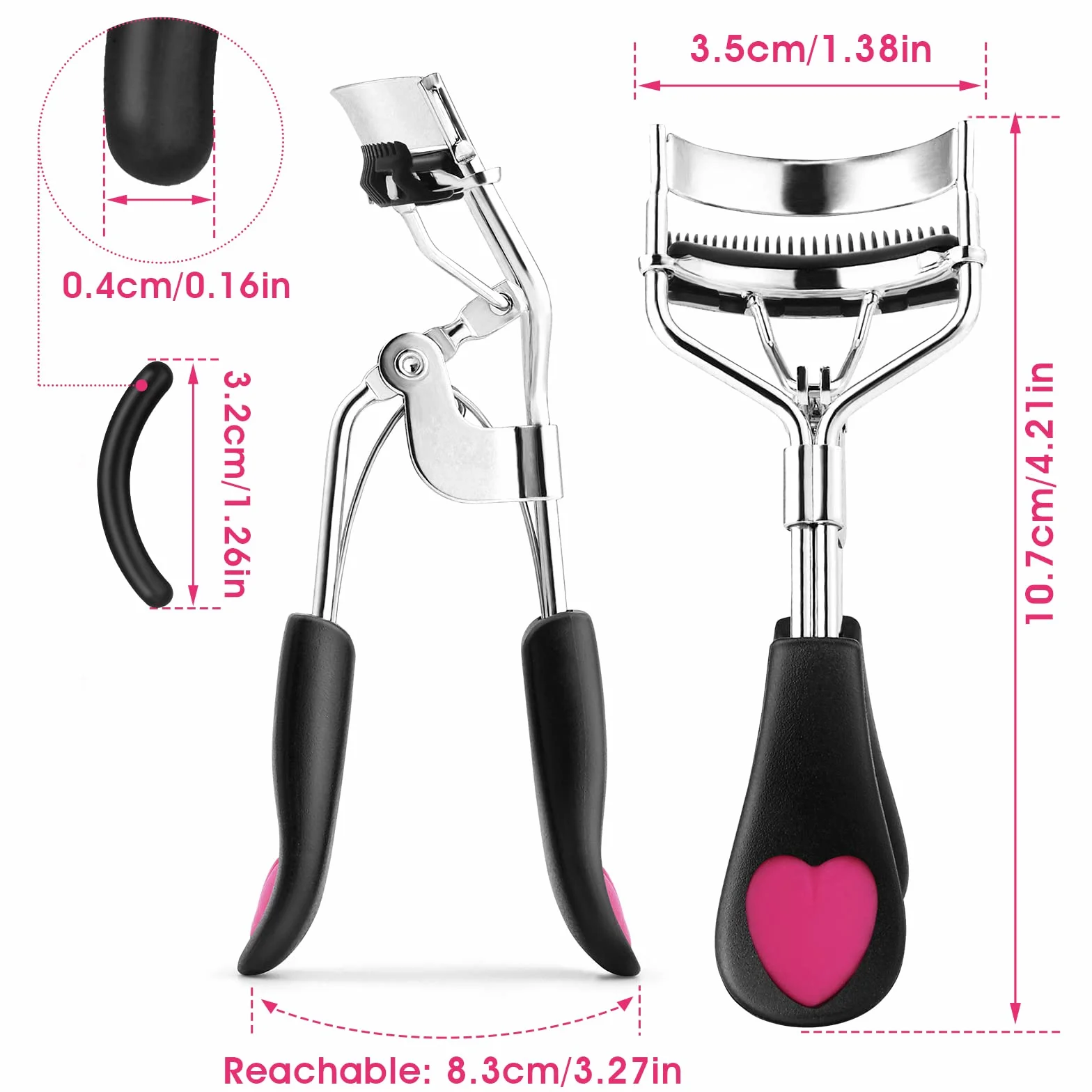 3 sztuki Lash Curler – bez szczypania i ciągnięcia, długotrwała zalotka do wszystkich kształtów oczu, profesjonalne narzędzie do makijażu z 10 silikonowymi wkładkami uzupełniającymi i szczoteczką do