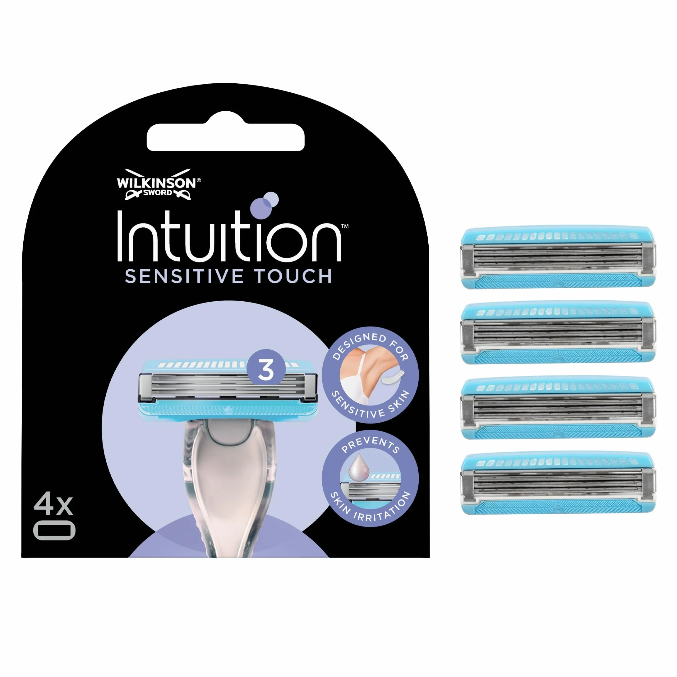 Wilkinson Sword Intuition Sensitive Touch 4 Zapasowe Ostrza 3 Ostrzami Zamiennik Do Maszynki