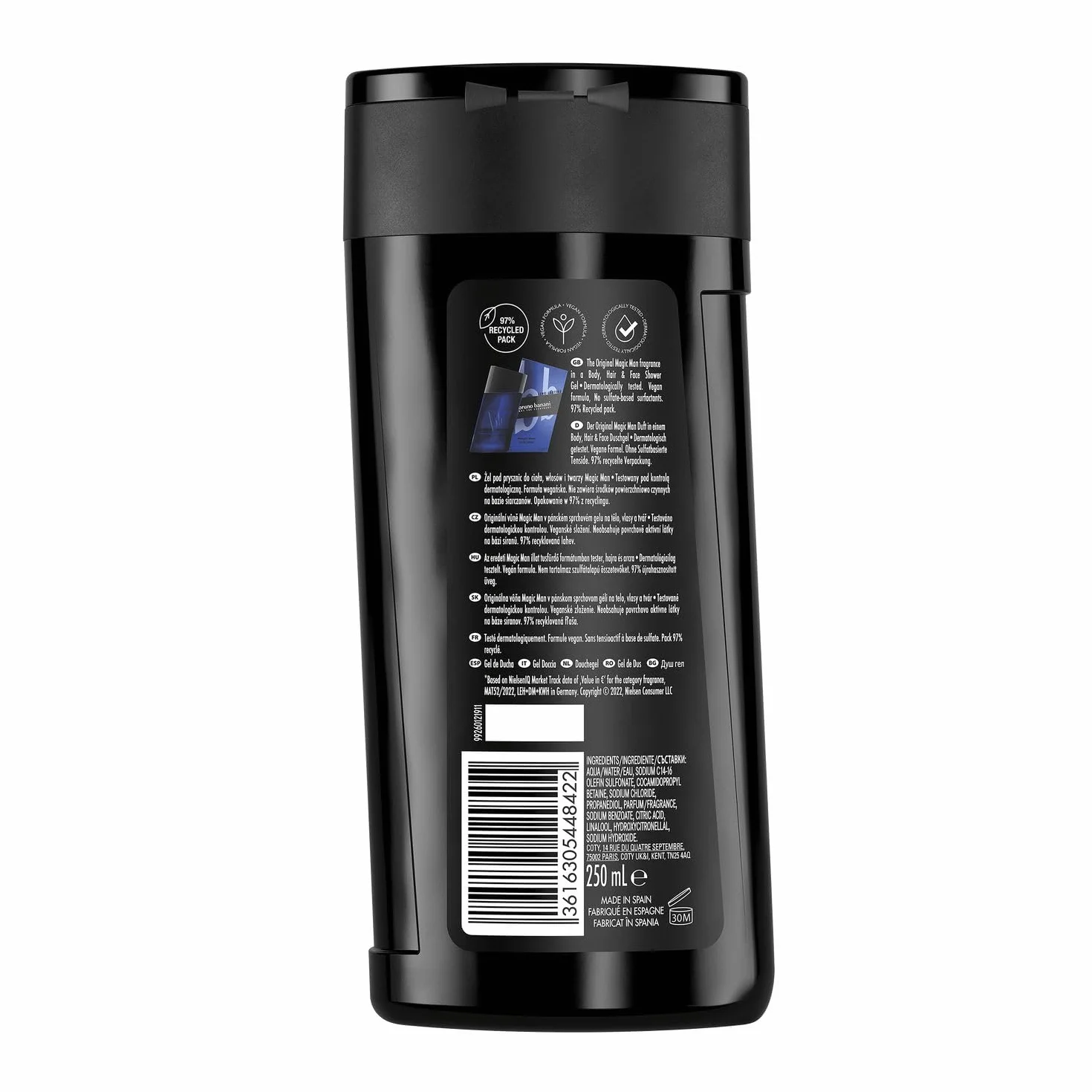 bruno banani Magic Man – żel pod prysznic do mycia ciała, twarzy i włosów dla mężczyzn, 250 ml