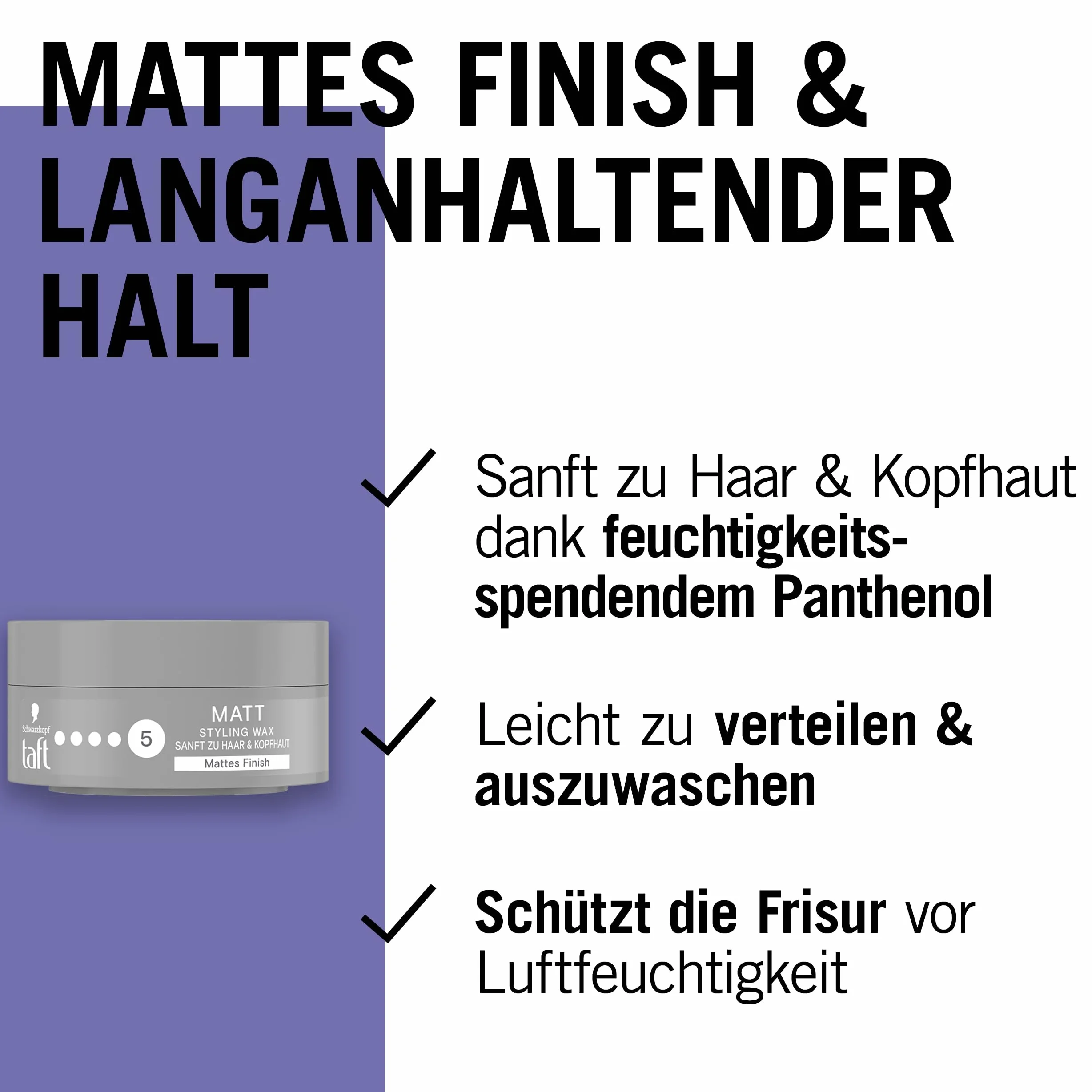 Schwarzkopf Taft Styling Wax Matt 75 ml wosk do włosów matowe wykończenie długotrwałe trzymanie wegański