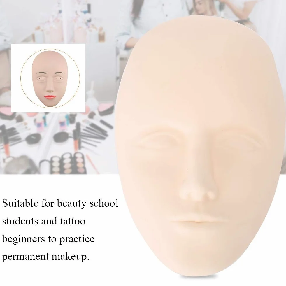 Głowa manekina, tatuaż manekin treningowy przedłużanie rzęs, praktyka tatuażu 5D Makijaż permanentny Microblading Trening warg brwi Silikonowa sztuczna skóra (skóra do ćwiczeń tatuażu)