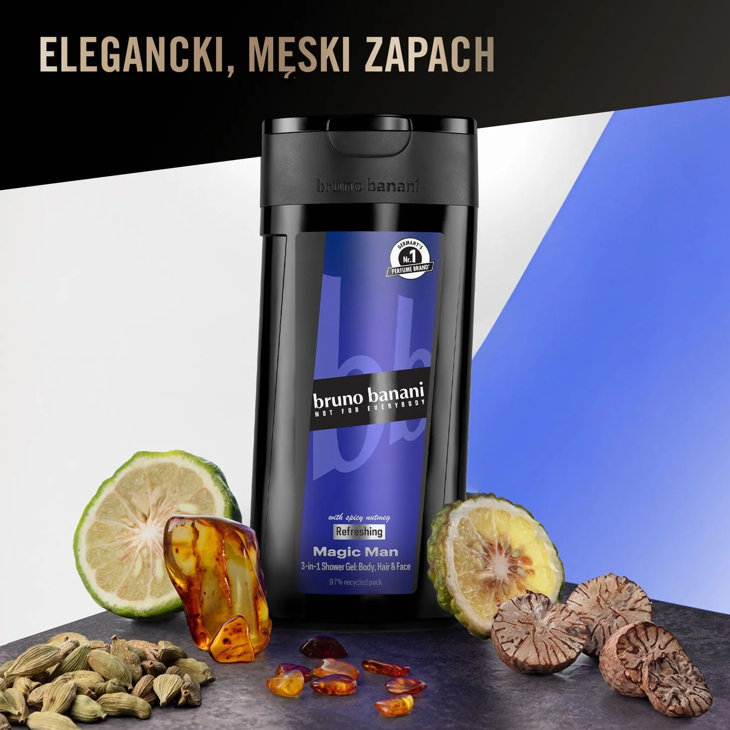 bruno banani Magic Man – żel pod prysznic do mycia ciała, twarzy i włosów dla mężczyzn, 250 ml