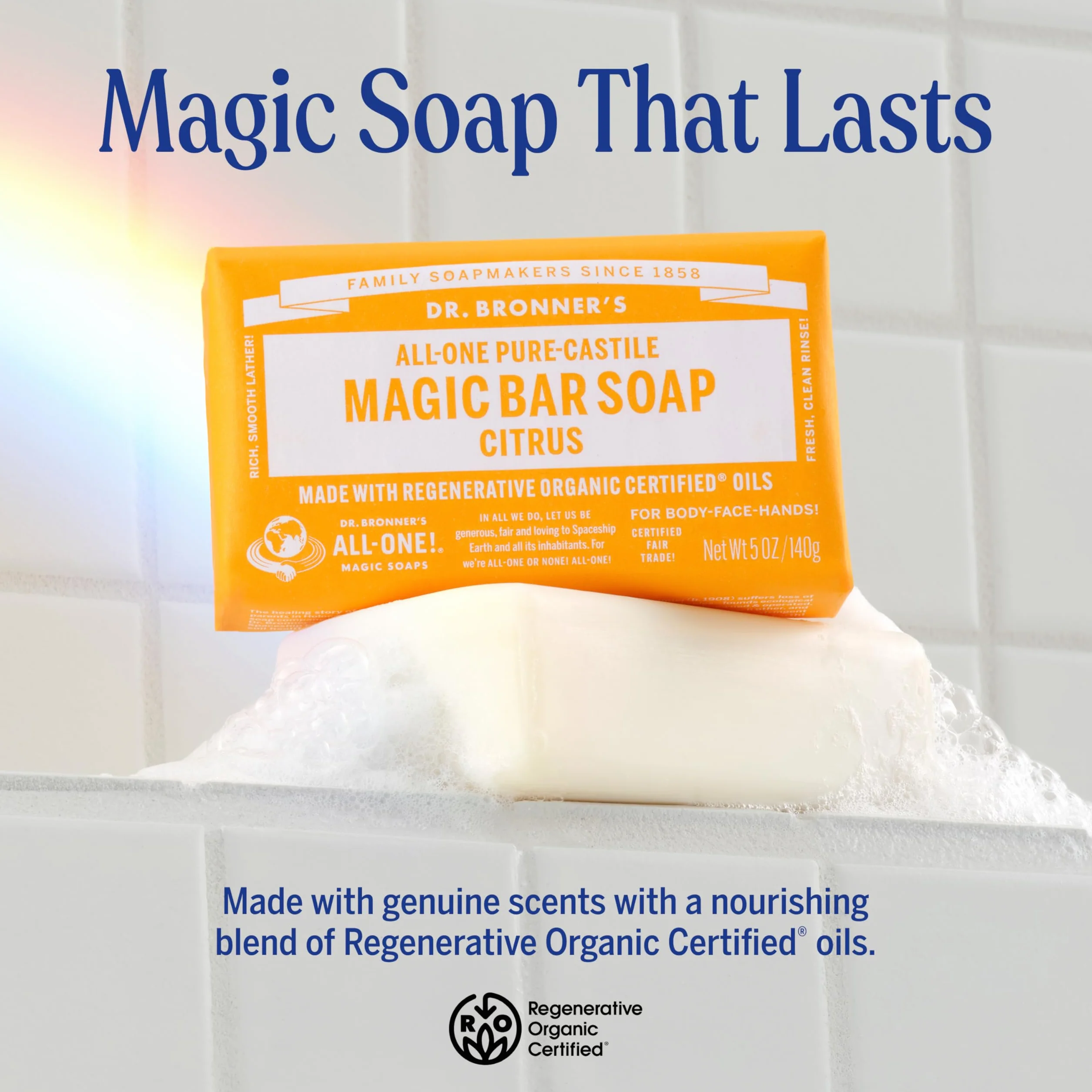 Dr Bronner – magiczne mydło cytrynowe i pomarańczowe 140 g